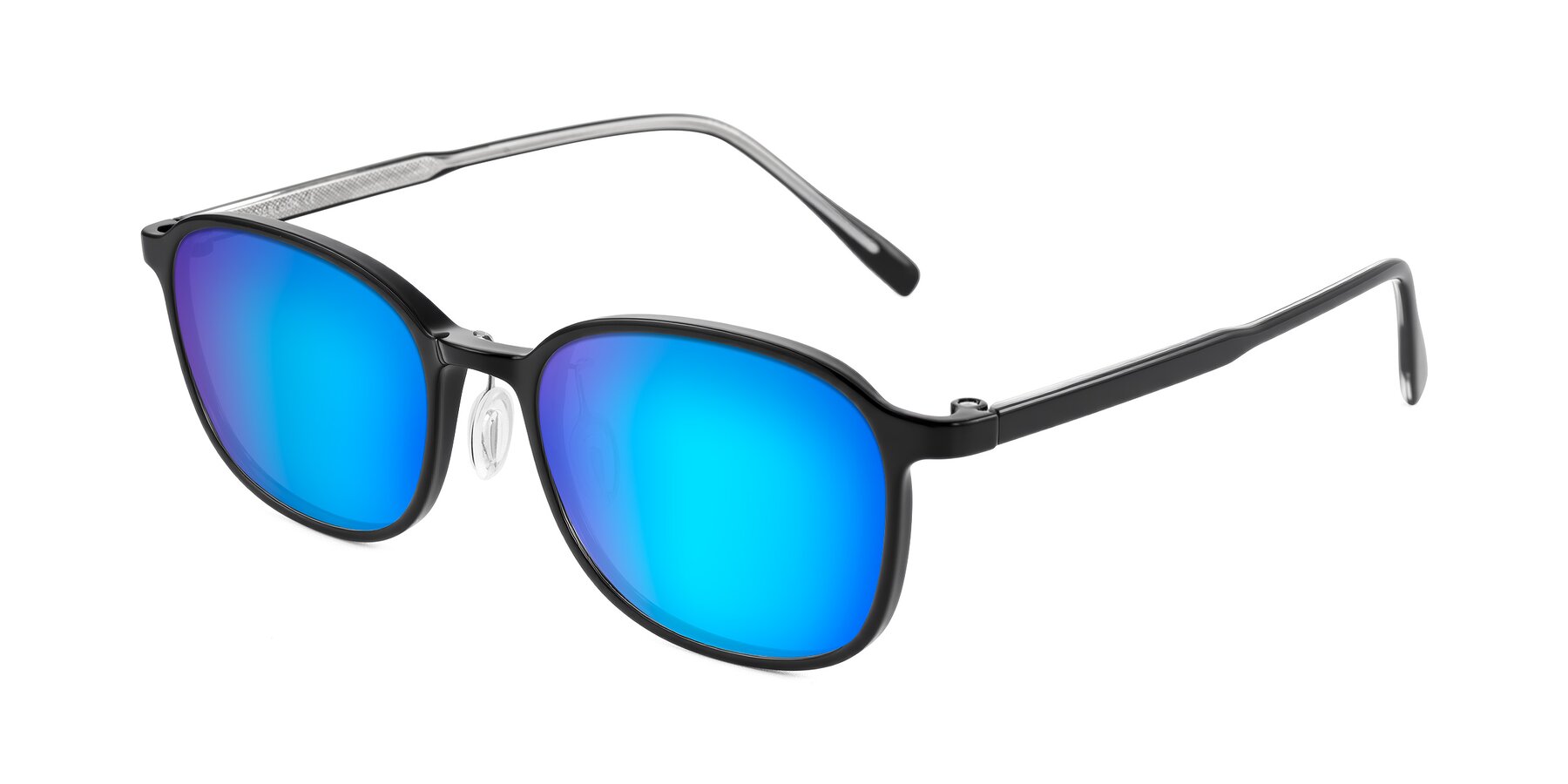 Angle of Sogge in Black with Blue Mirrored Lenses