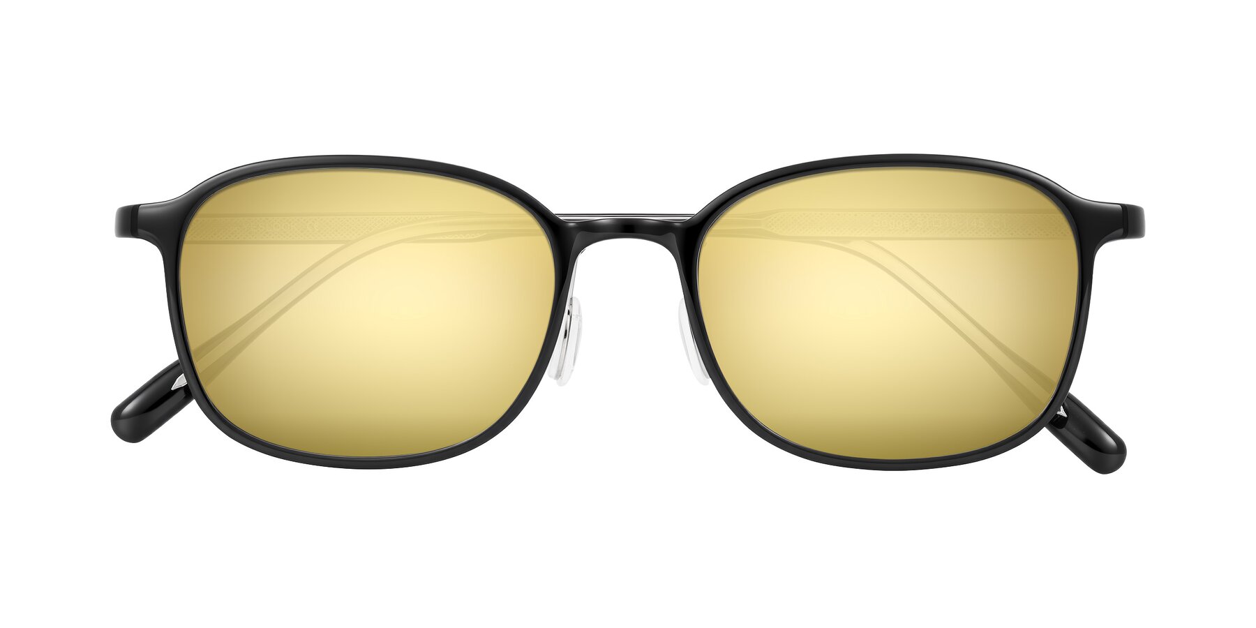 Folded Front of Sogge in Black with Gold Mirrored Lenses