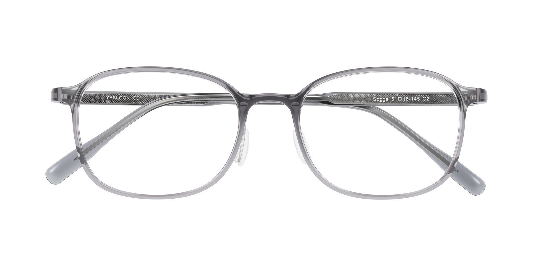 Folded Front of Sogge in Transparent Grayish Blue with Clear Eyeglass Lenses