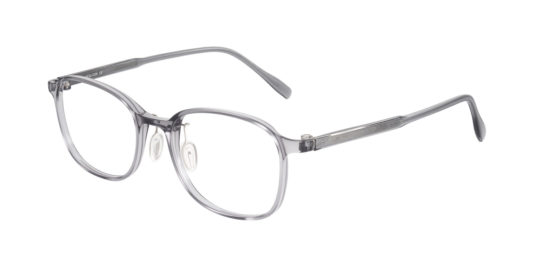 Angle of Sogge in Transparent Grayish Blue with Clear Eyeglass Lenses