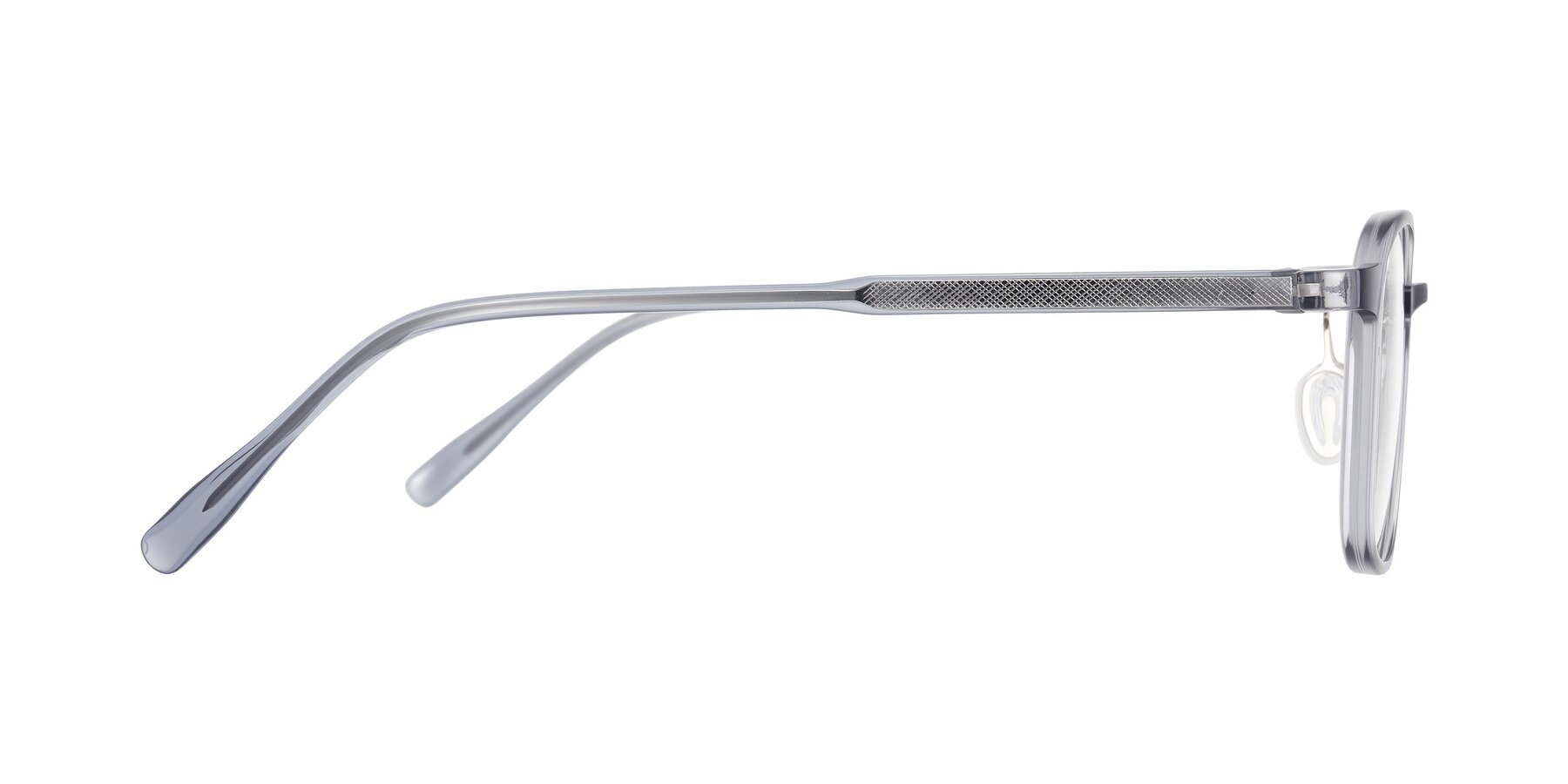 Side of Sogge in Transparent Grayish Blue with Clear Eyeglass Lenses