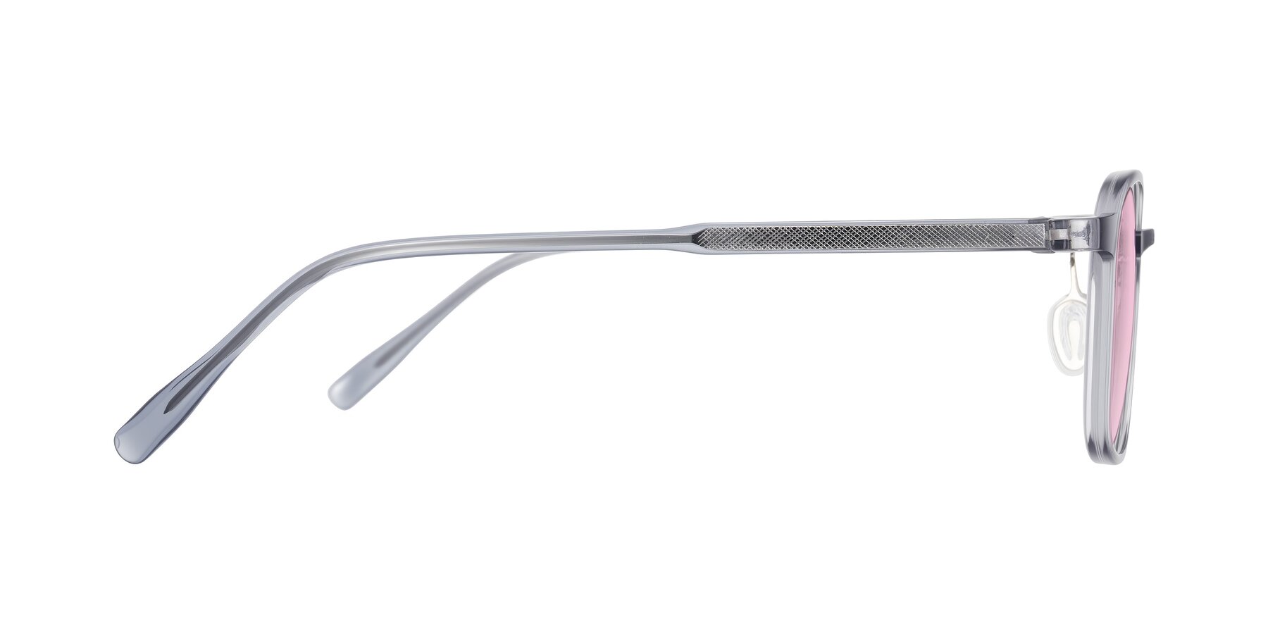 Side of Sogge in Transparent Grayish Blue with Light Pink Tinted Lenses