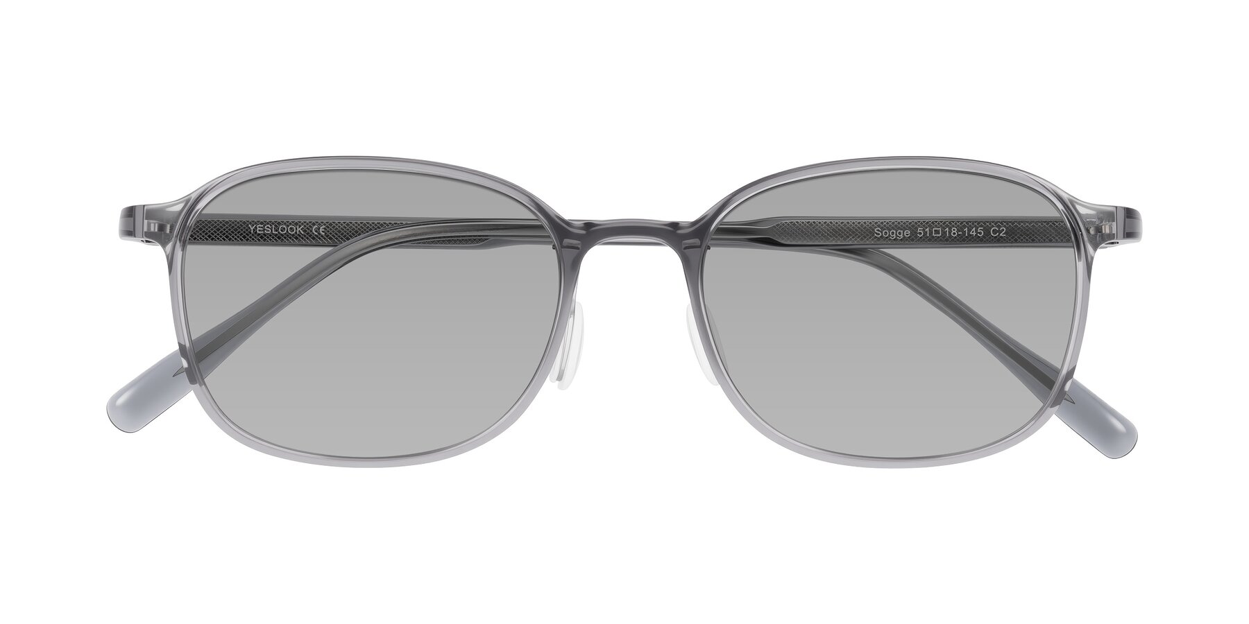Folded Front of Sogge in Transparent Grayish Blue with Light Gray Tinted Lenses
