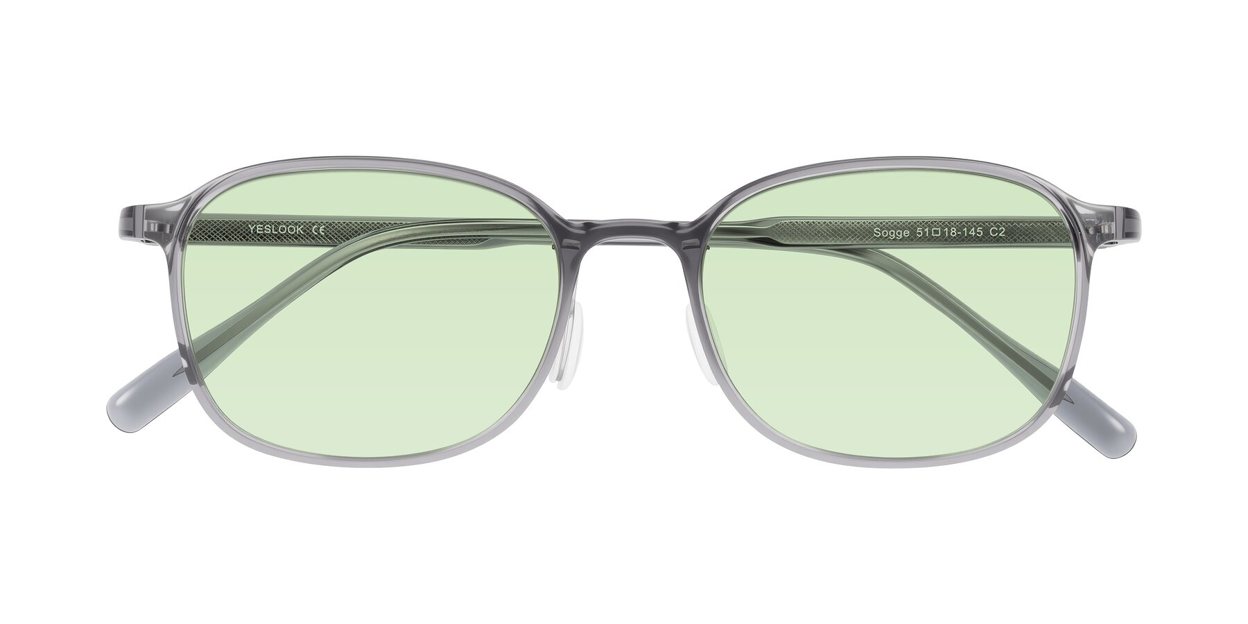 Folded Front of Sogge in Transparent Grayish Blue with Light Green Tinted Lenses