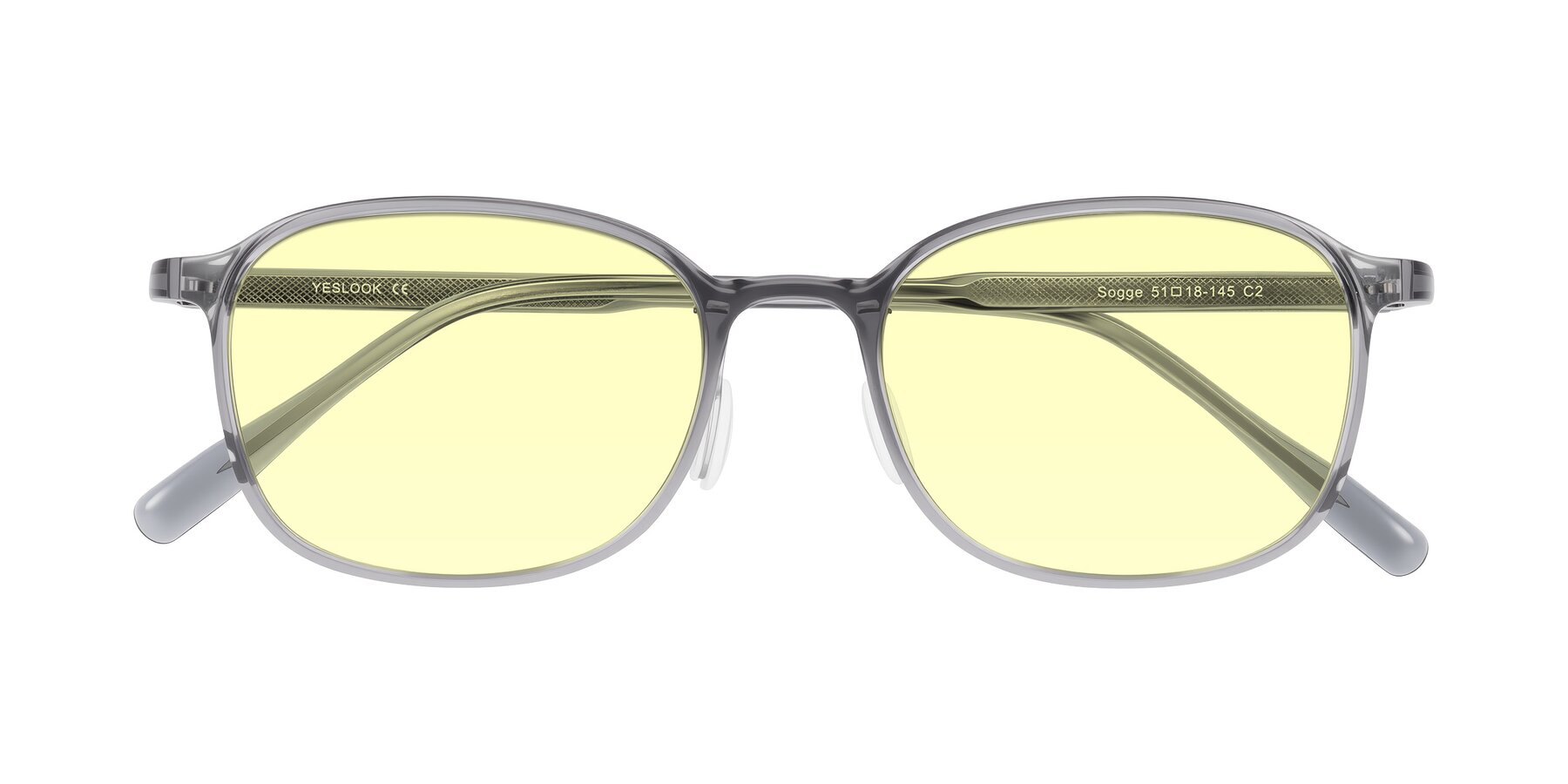 Folded Front of Sogge in Transparent Grayish Blue with Light Yellow Tinted Lenses