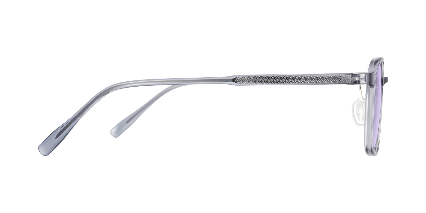 Side of Sogge in Transparent Grayish Blue with Light Purple Tinted Lenses