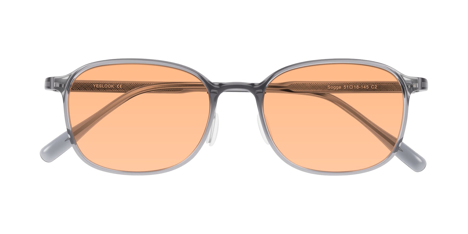 Folded Front of Sogge in Transparent Grayish Blue with Light Orange Tinted Lenses
