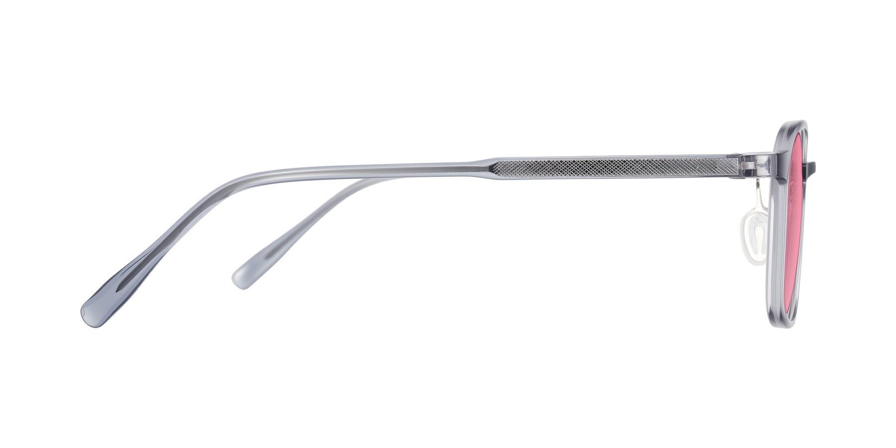 Side of Sogge in Transparent Grayish Blue with Pink Tinted Lenses