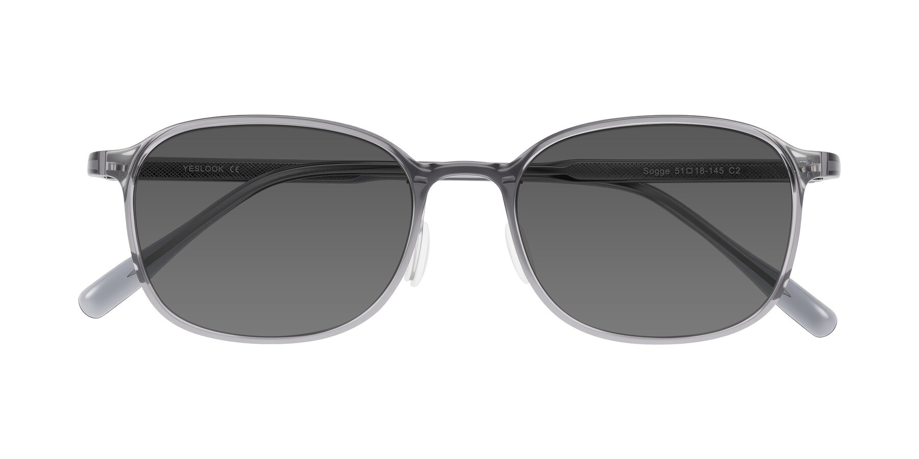 Folded Front of Sogge in Transparent Grayish Blue with Medium Gray Tinted Lenses