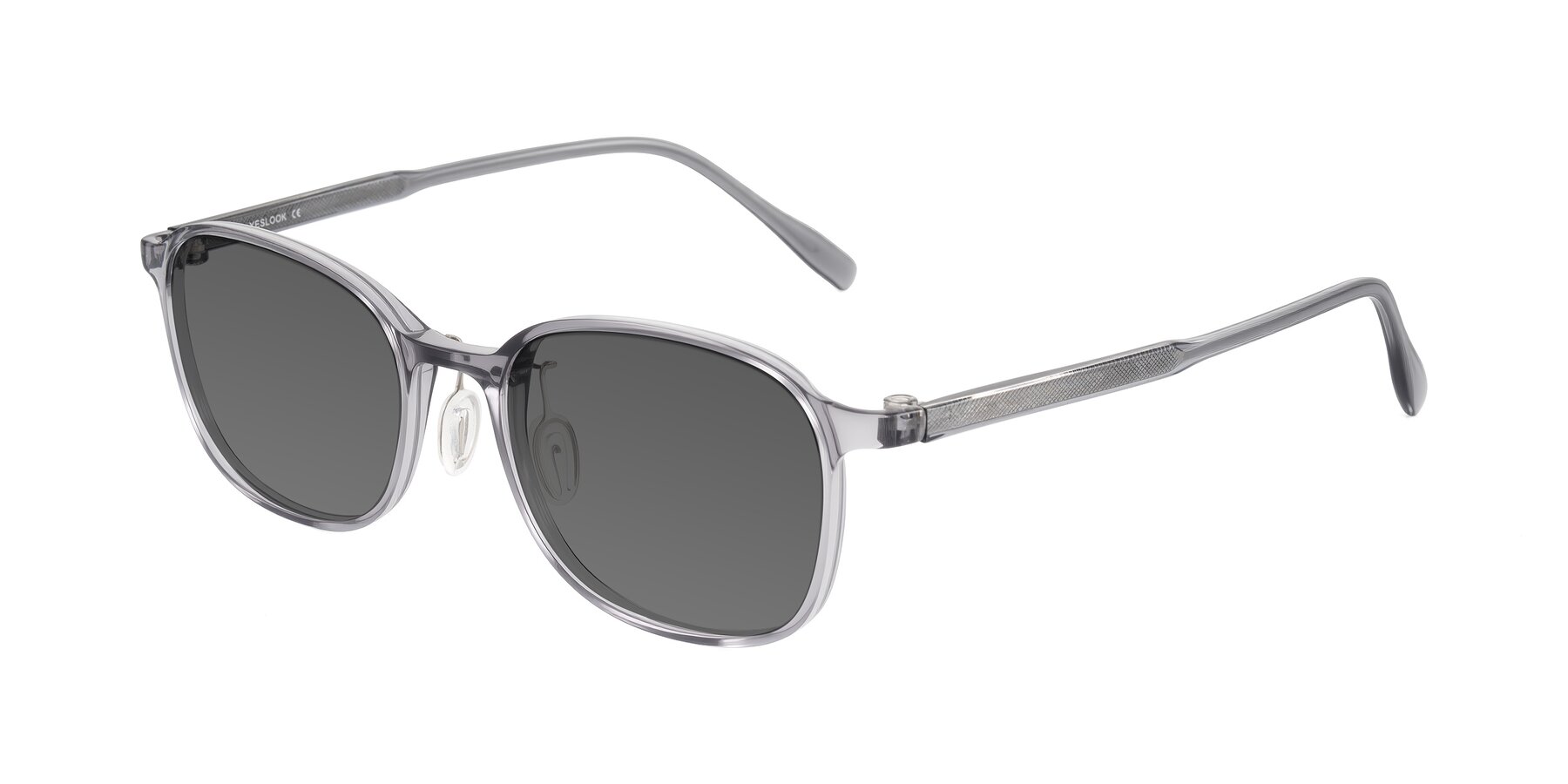 Angle of Sogge in Transparent Grayish Blue with Medium Gray Tinted Lenses