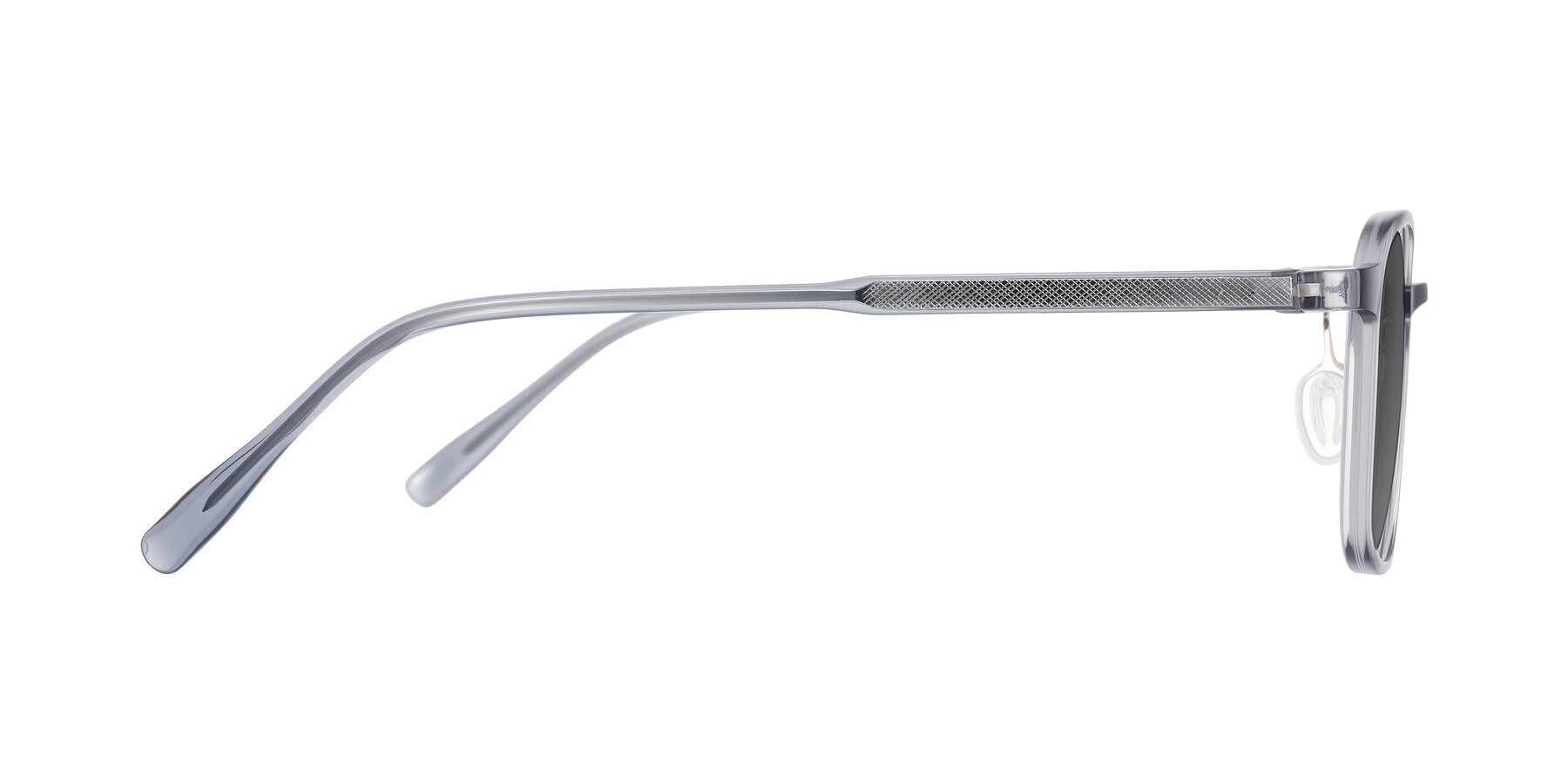 Side of Sogge in Transparent Grayish Blue with Medium Gray Tinted Lenses