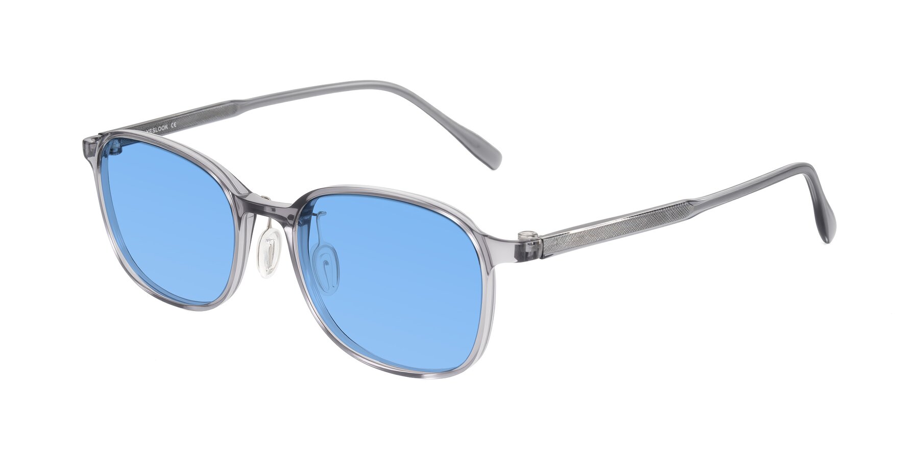 Angle of Sogge in Transparent Grayish Blue with Medium Blue Tinted Lenses