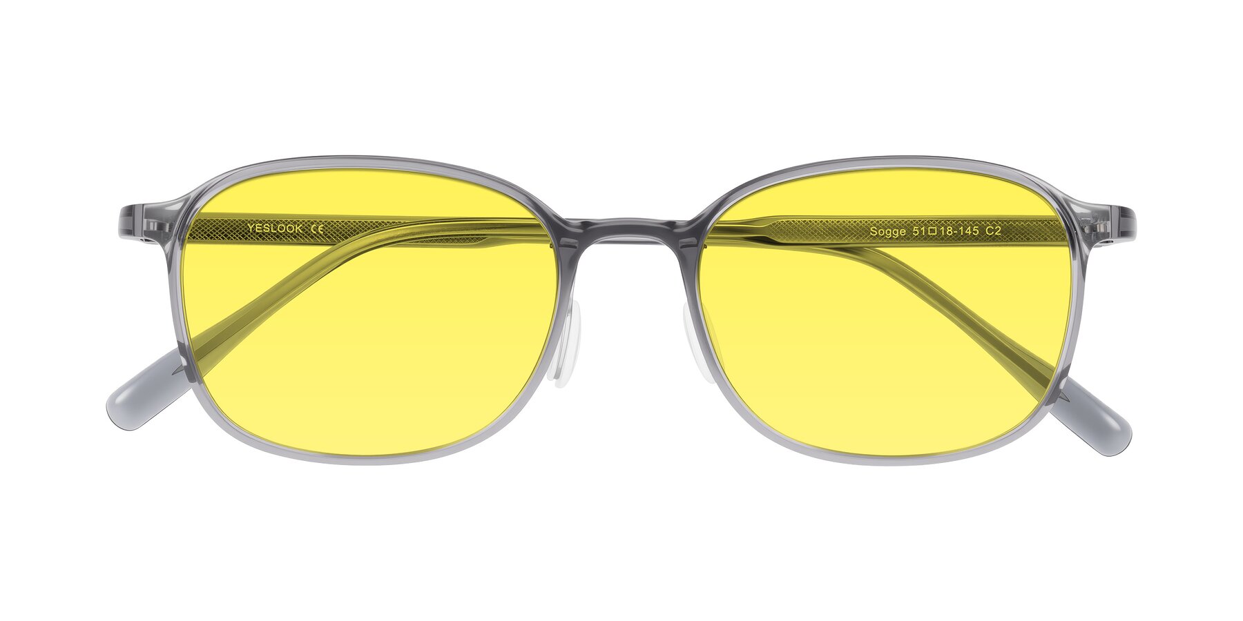 Folded Front of Sogge in Transparent Grayish Blue with Medium Yellow Tinted Lenses
