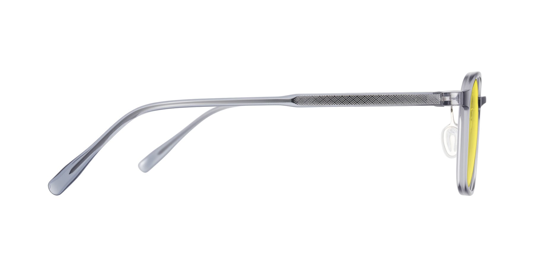 Side of Sogge in Transparent Grayish Blue with Medium Yellow Tinted Lenses