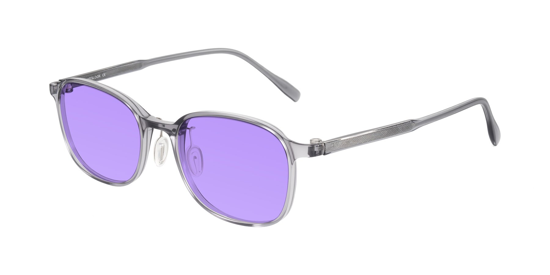 Angle of Sogge in Transparent Grayish Blue with Medium Purple Tinted Lenses