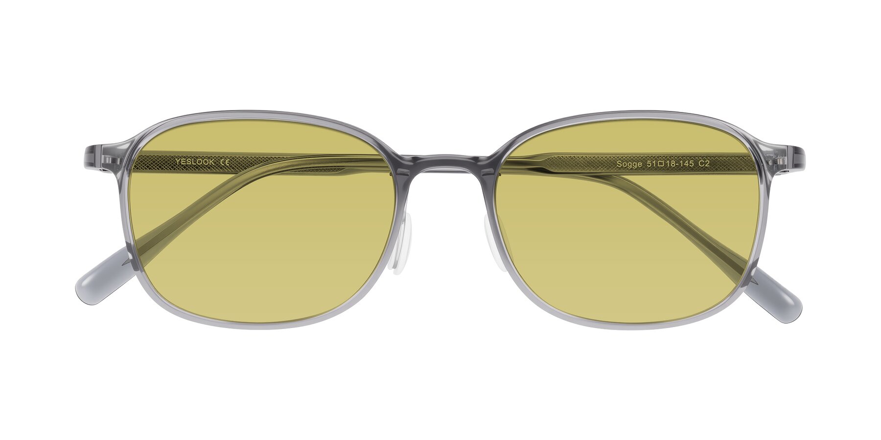 Folded Front of Sogge in Transparent Grayish Blue with Medium Champagne Tinted Lenses