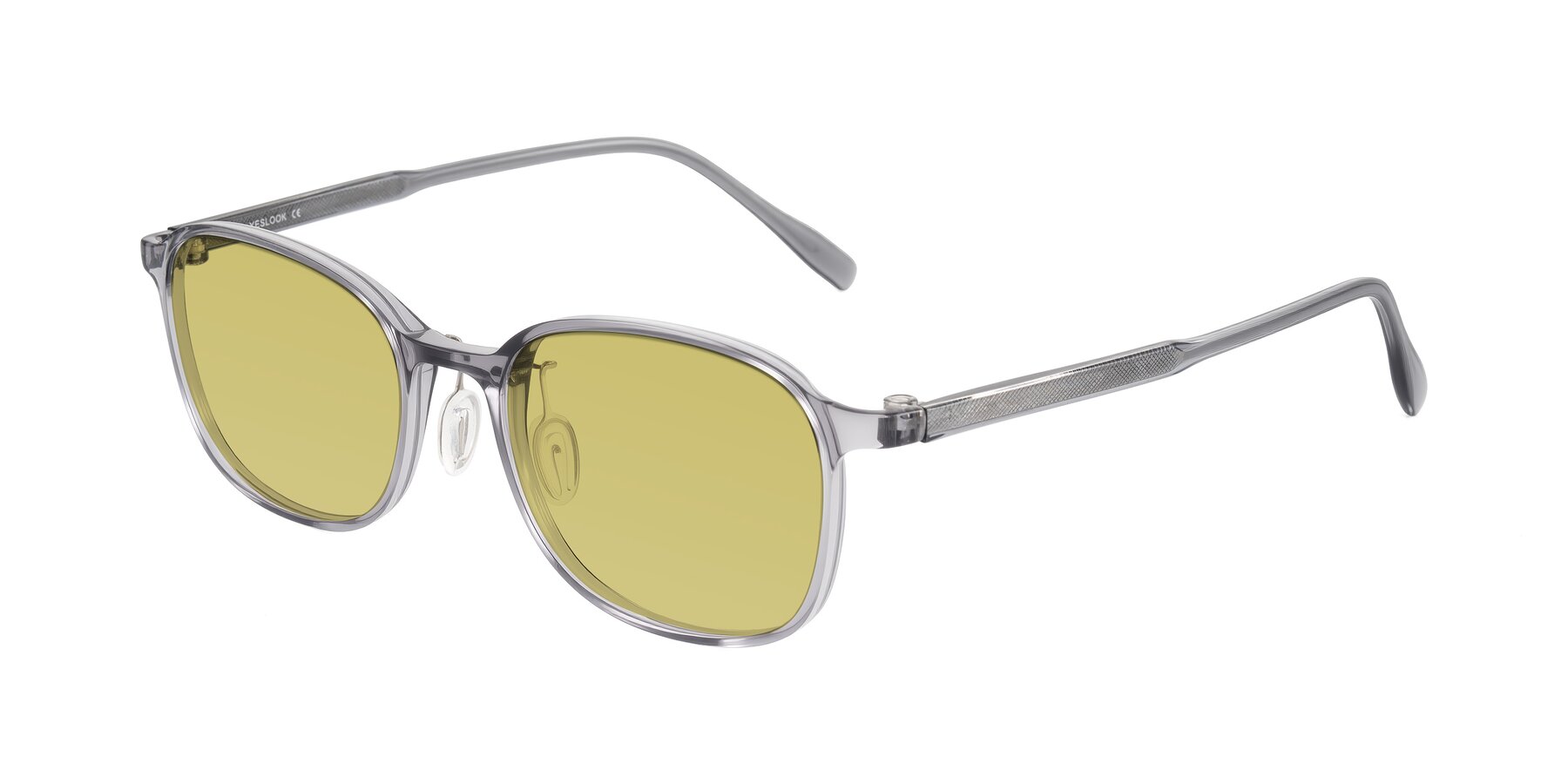 Angle of Sogge in Transparent Grayish Blue with Medium Champagne Tinted Lenses