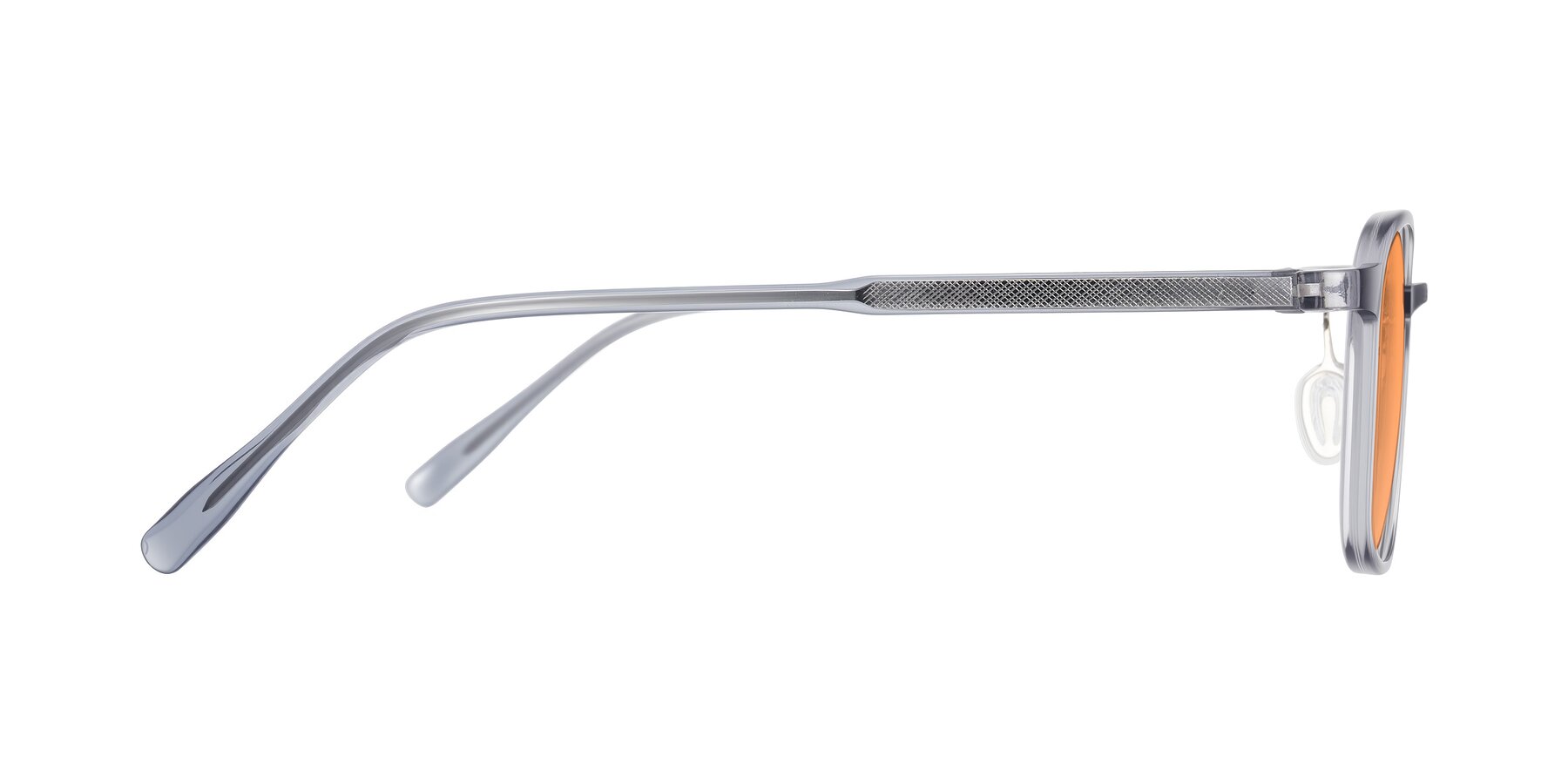 Side of Sogge in Transparent Grayish Blue with Medium Orange Tinted Lenses