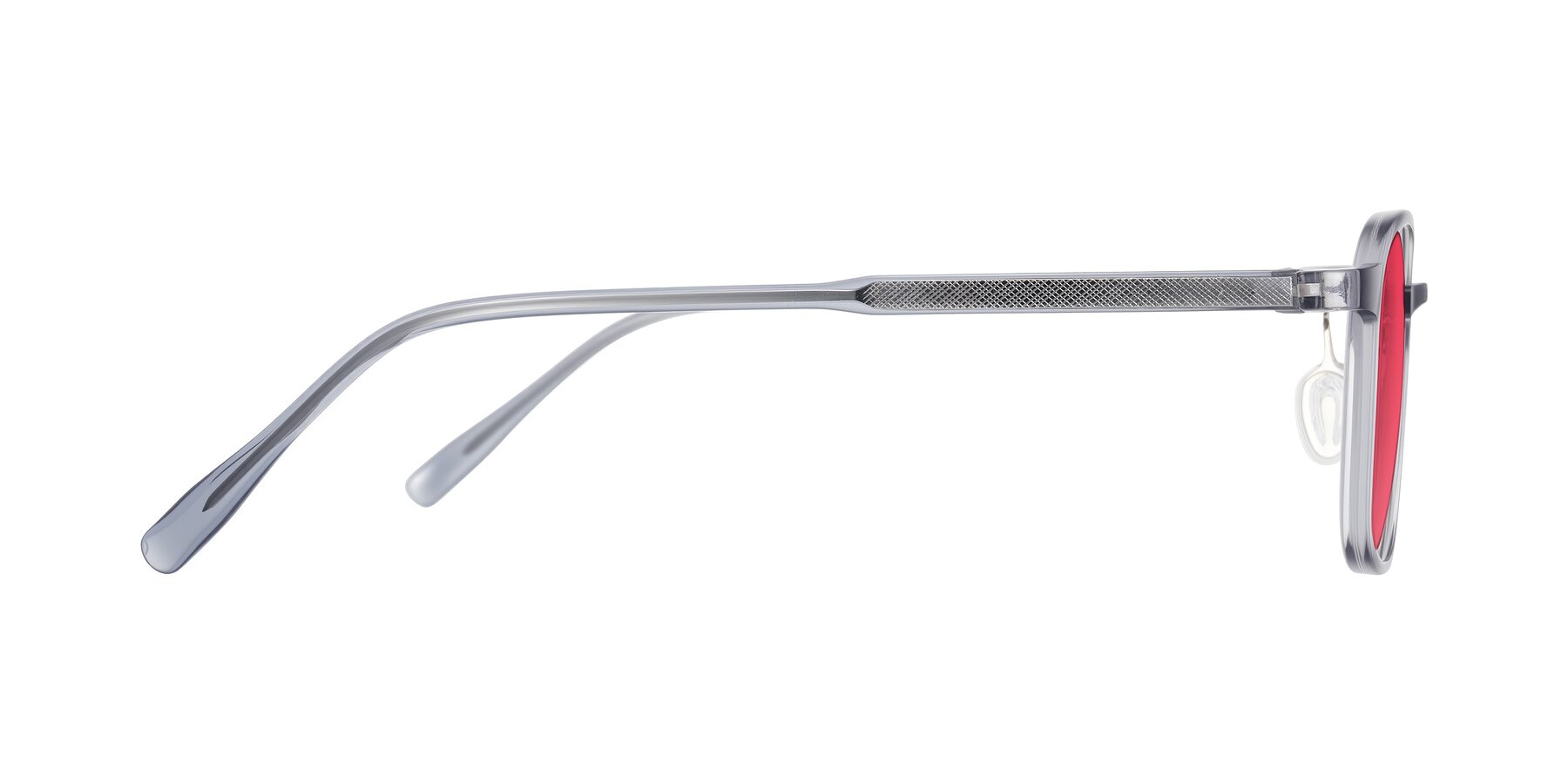Side of Sogge in Transparent Grayish Blue with Red Tinted Lenses
