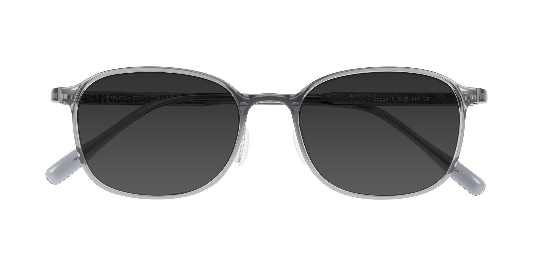 Folded Front of Sogge in Transparent Grayish Blue with Gray Tinted Lenses