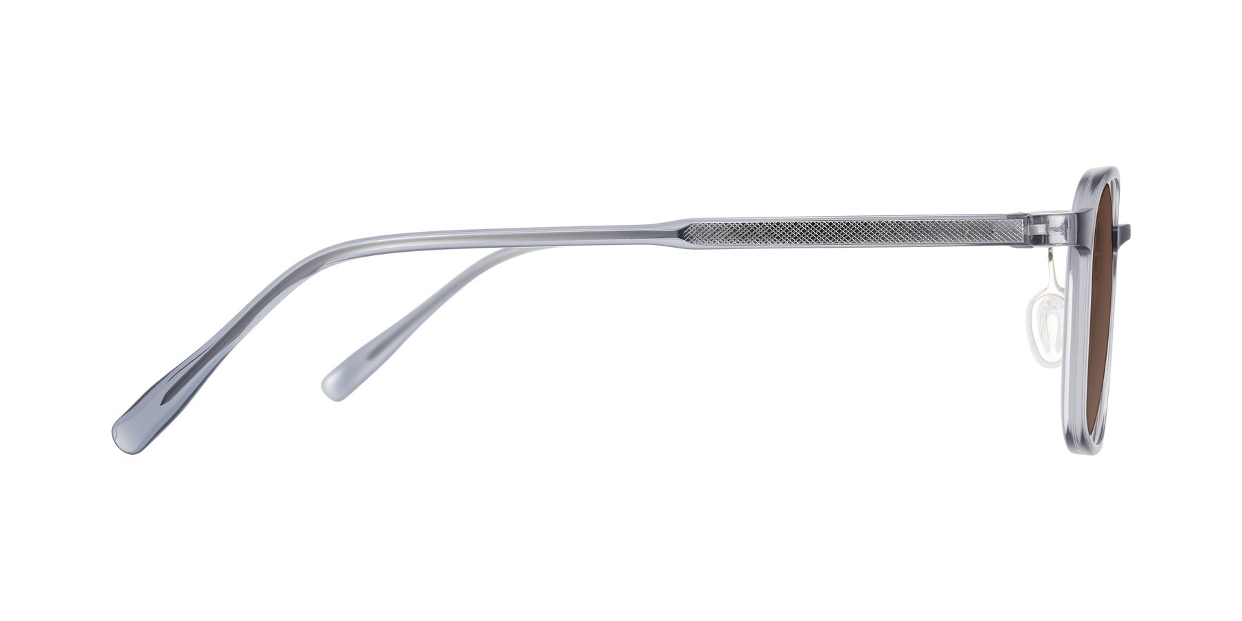 Side of Sogge in Transparent Grayish Blue with Brown Tinted Lenses