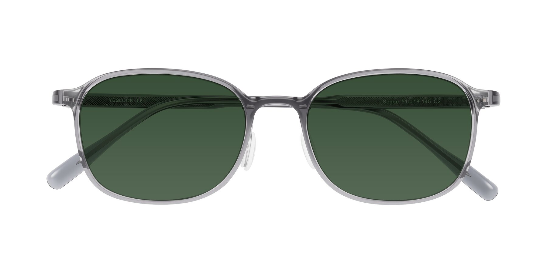 Folded Front of Sogge in Transparent Grayish Blue with Green Tinted Lenses