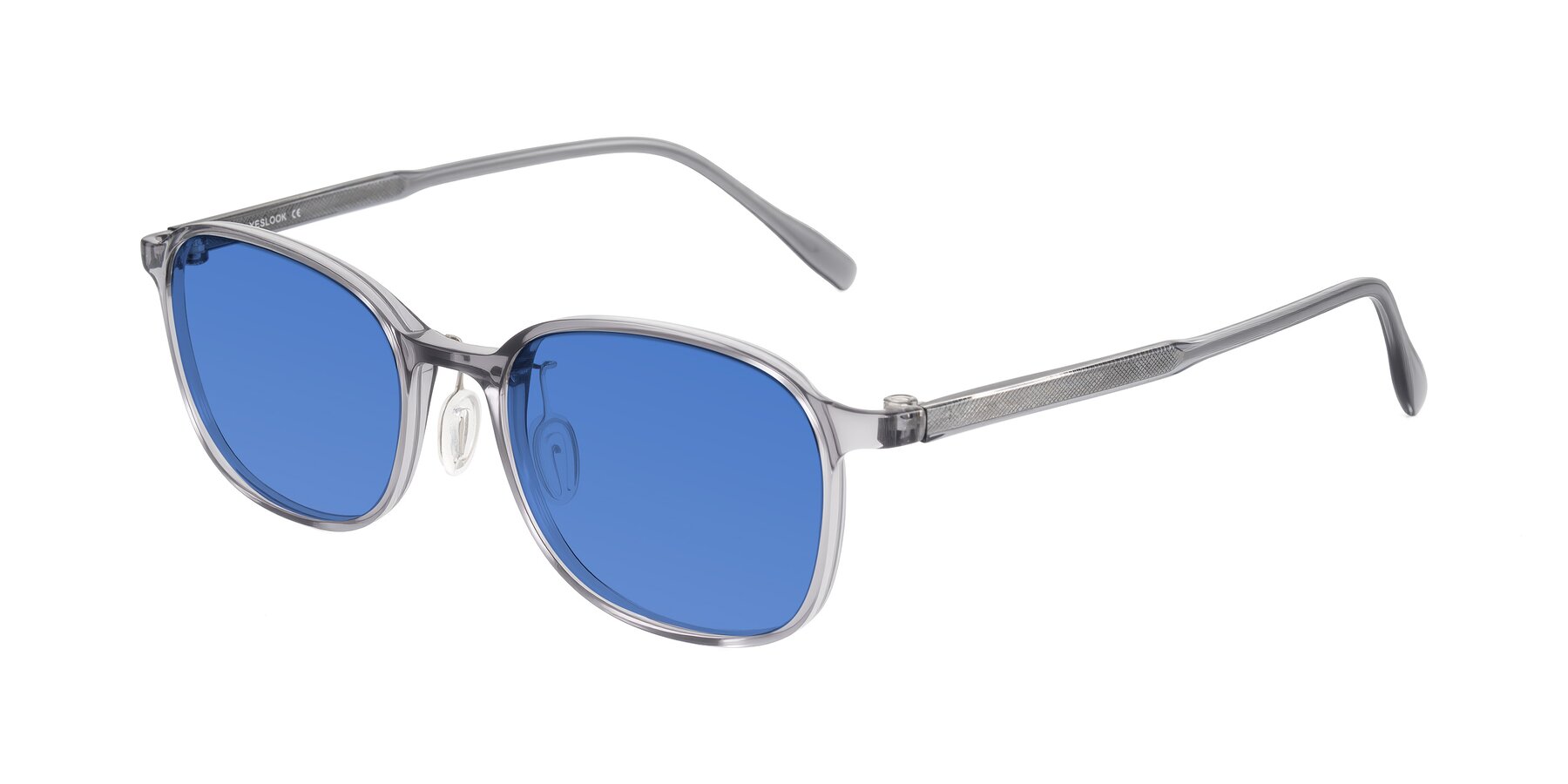 Angle of Sogge in Transparent Grayish Blue with Blue Tinted Lenses