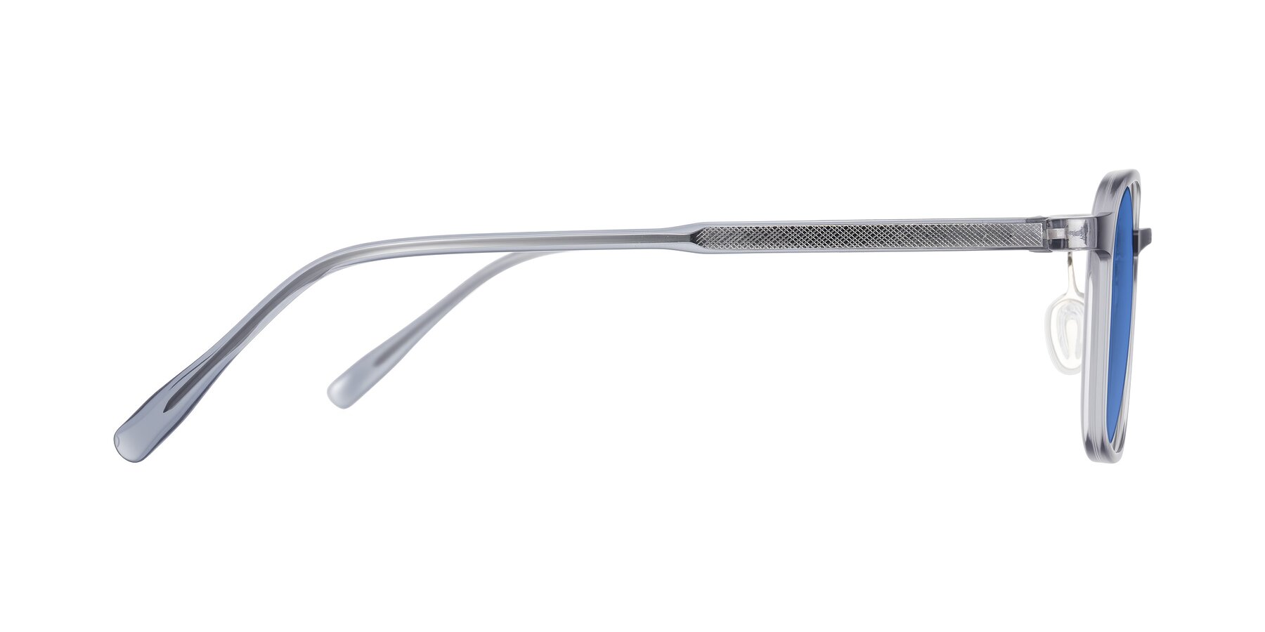Side of Sogge in Transparent Grayish Blue with Blue Tinted Lenses