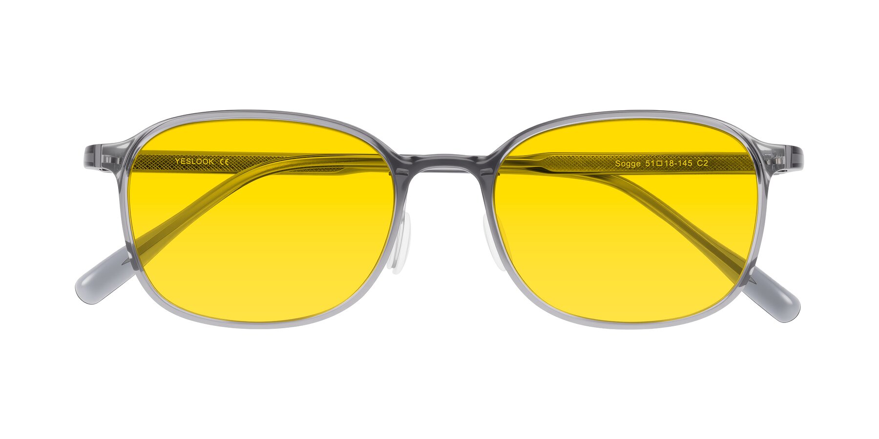 Folded Front of Sogge in Transparent Grayish Blue with Yellow Tinted Lenses