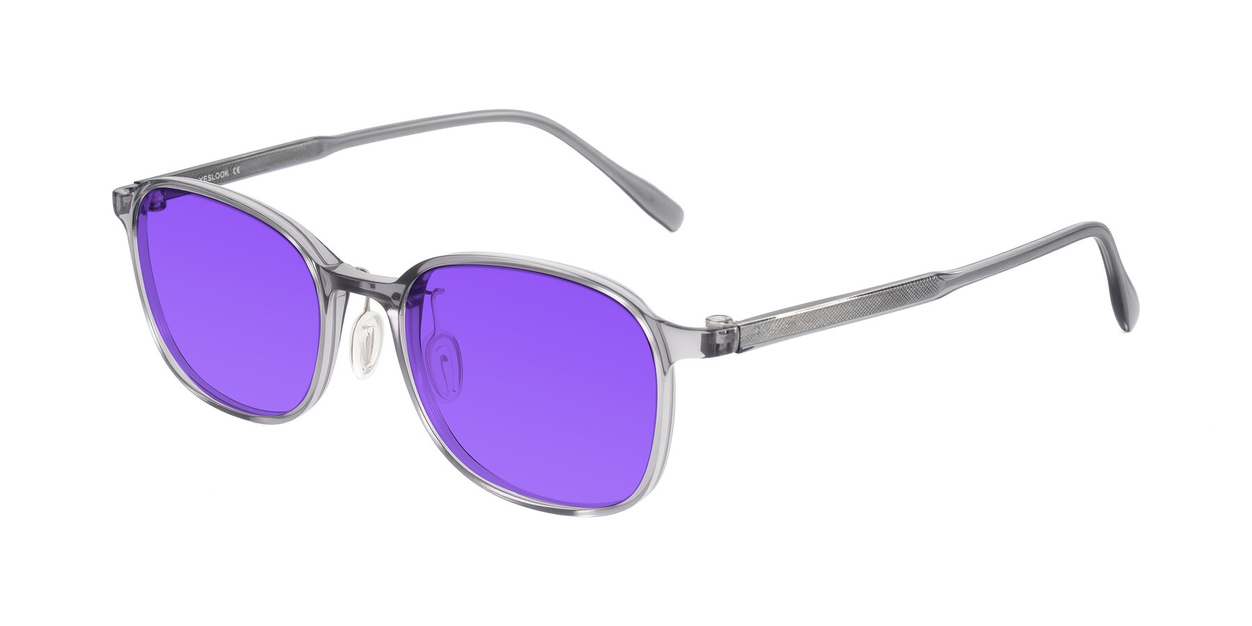 Angle of Sogge in Transparent Grayish Blue with Purple Tinted Lenses