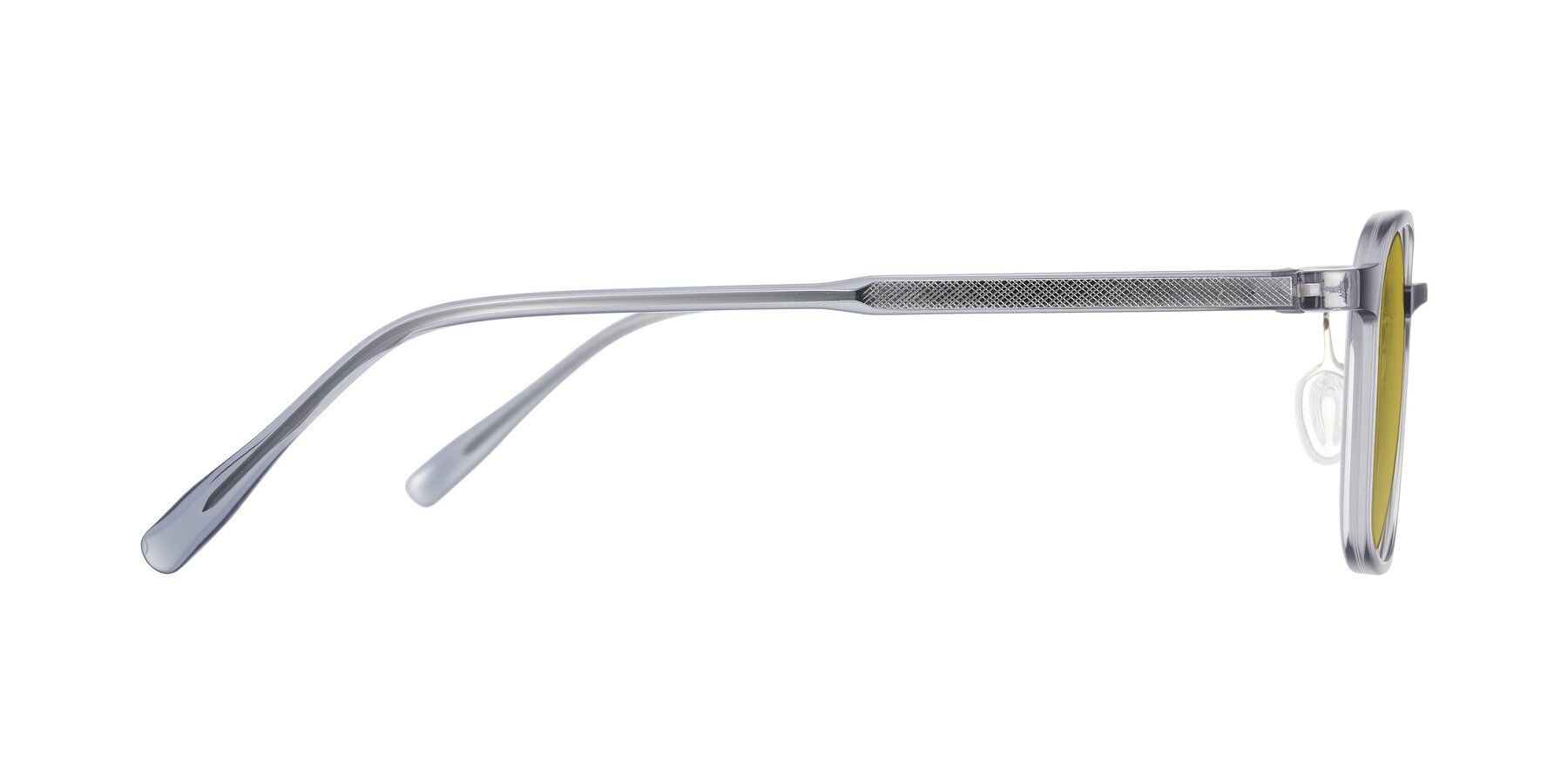 Side of Sogge in Transparent Grayish Blue with Champagne Tinted Lenses