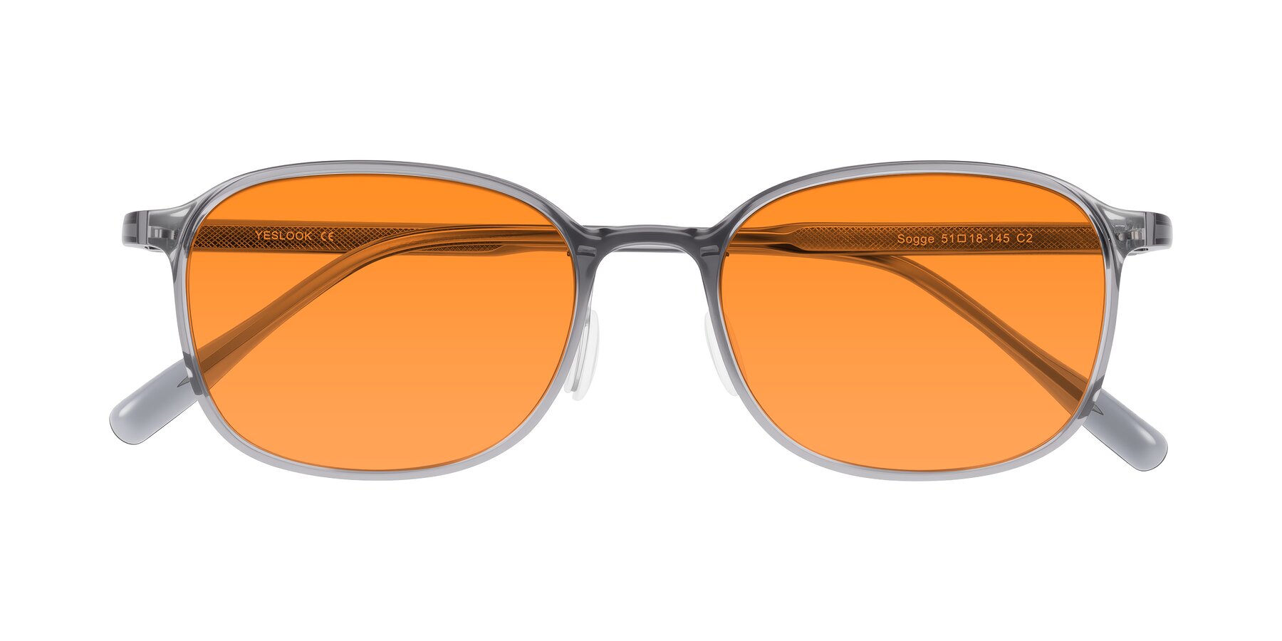 Folded Front of Sogge in Transparent Grayish Blue with Orange Tinted Lenses