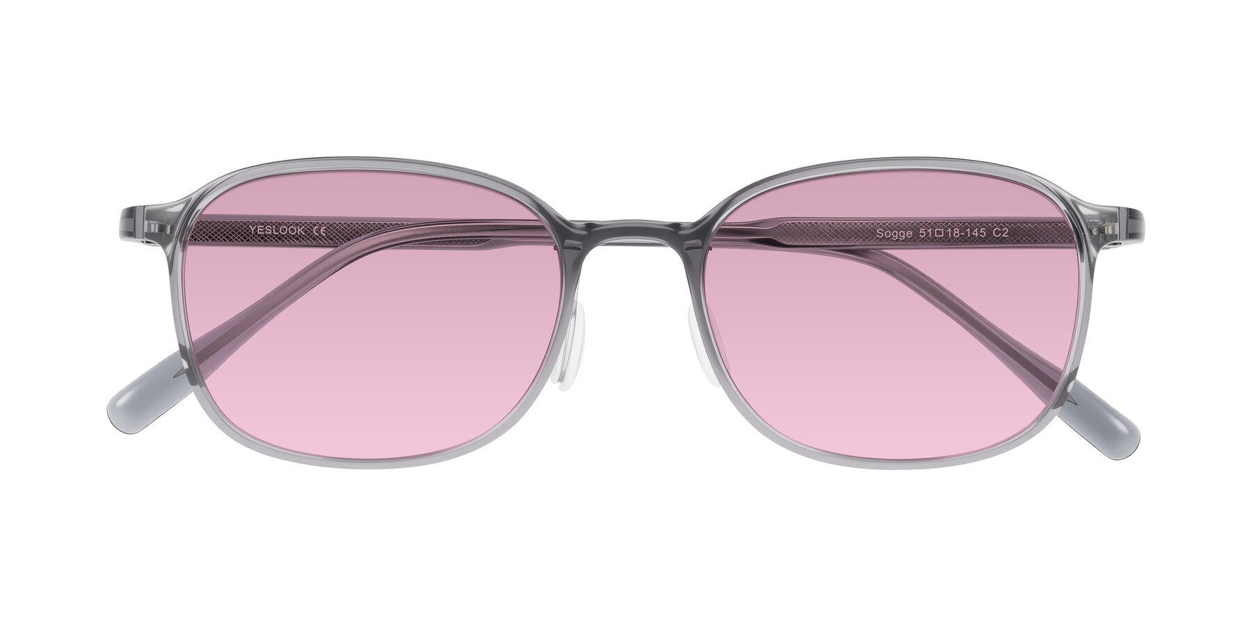 Folded Front of Sogge in Transparent Grayish Blue with Light Wine Tinted Lenses