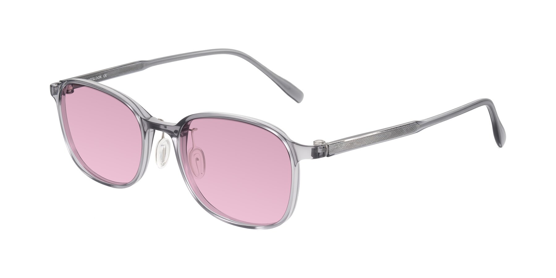 Angle of Sogge in Transparent Grayish Blue with Light Wine Tinted Lenses