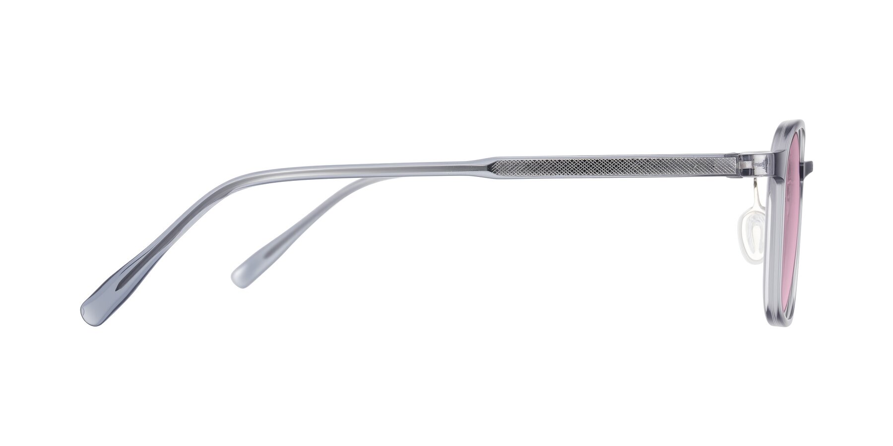 Side of Sogge in Transparent Grayish Blue with Light Wine Tinted Lenses