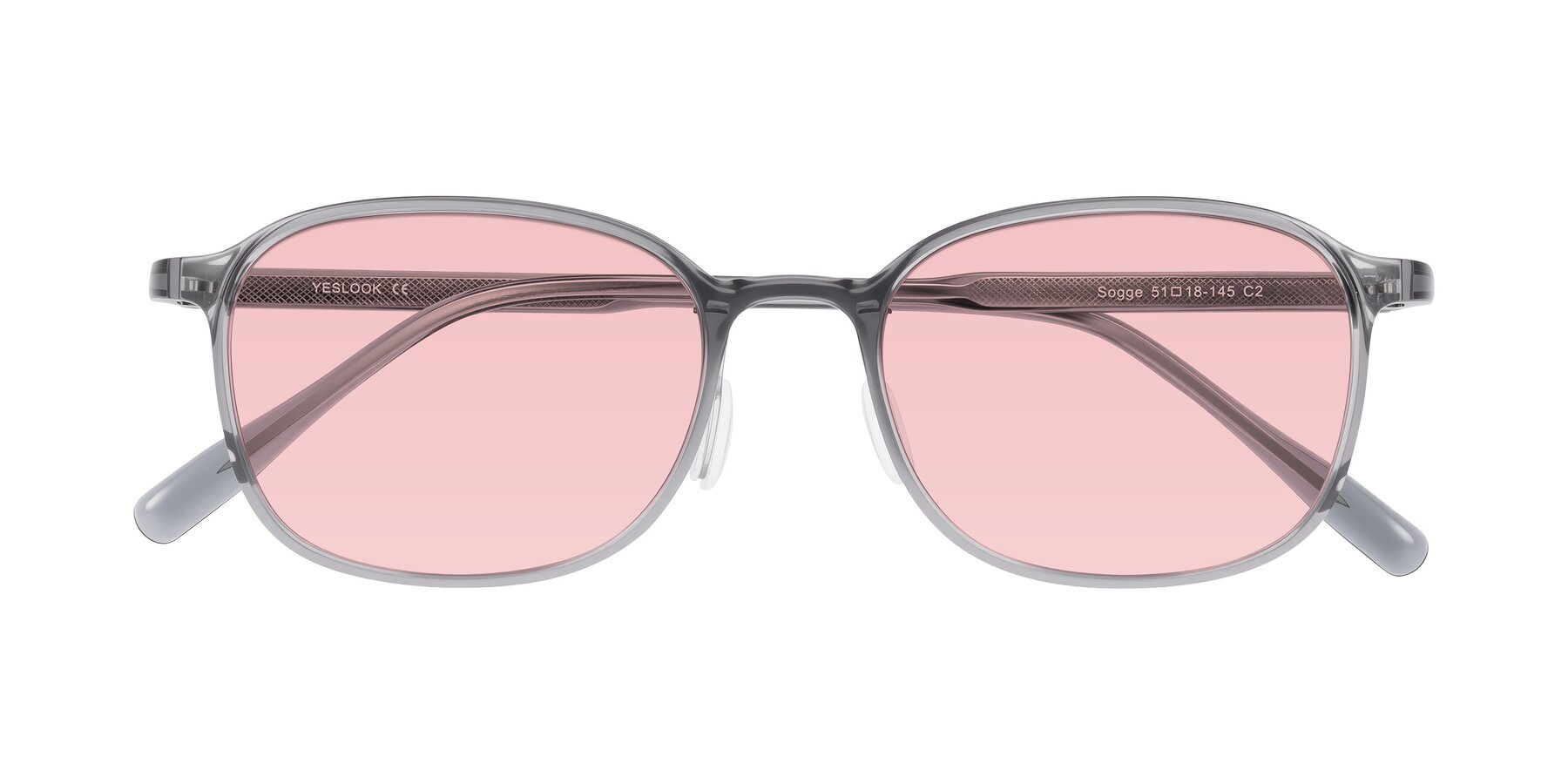 Folded Front of Sogge in Transparent Grayish Blue with Light Garnet Tinted Lenses
