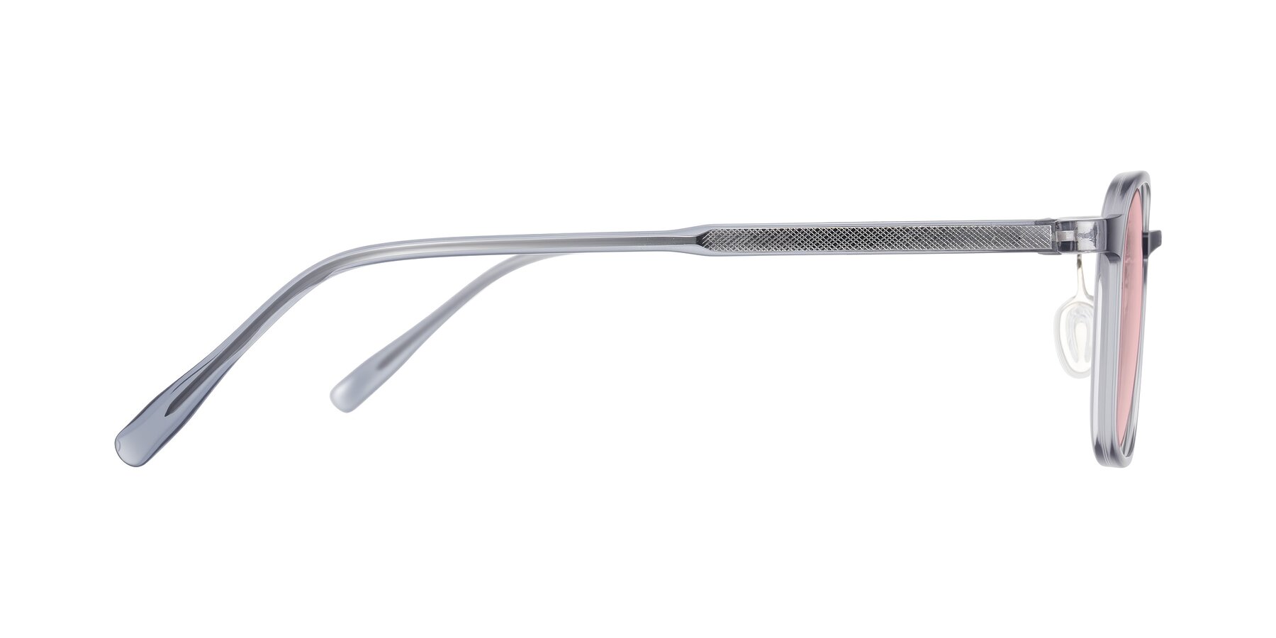 Side of Sogge in Transparent Grayish Blue with Light Garnet Tinted Lenses