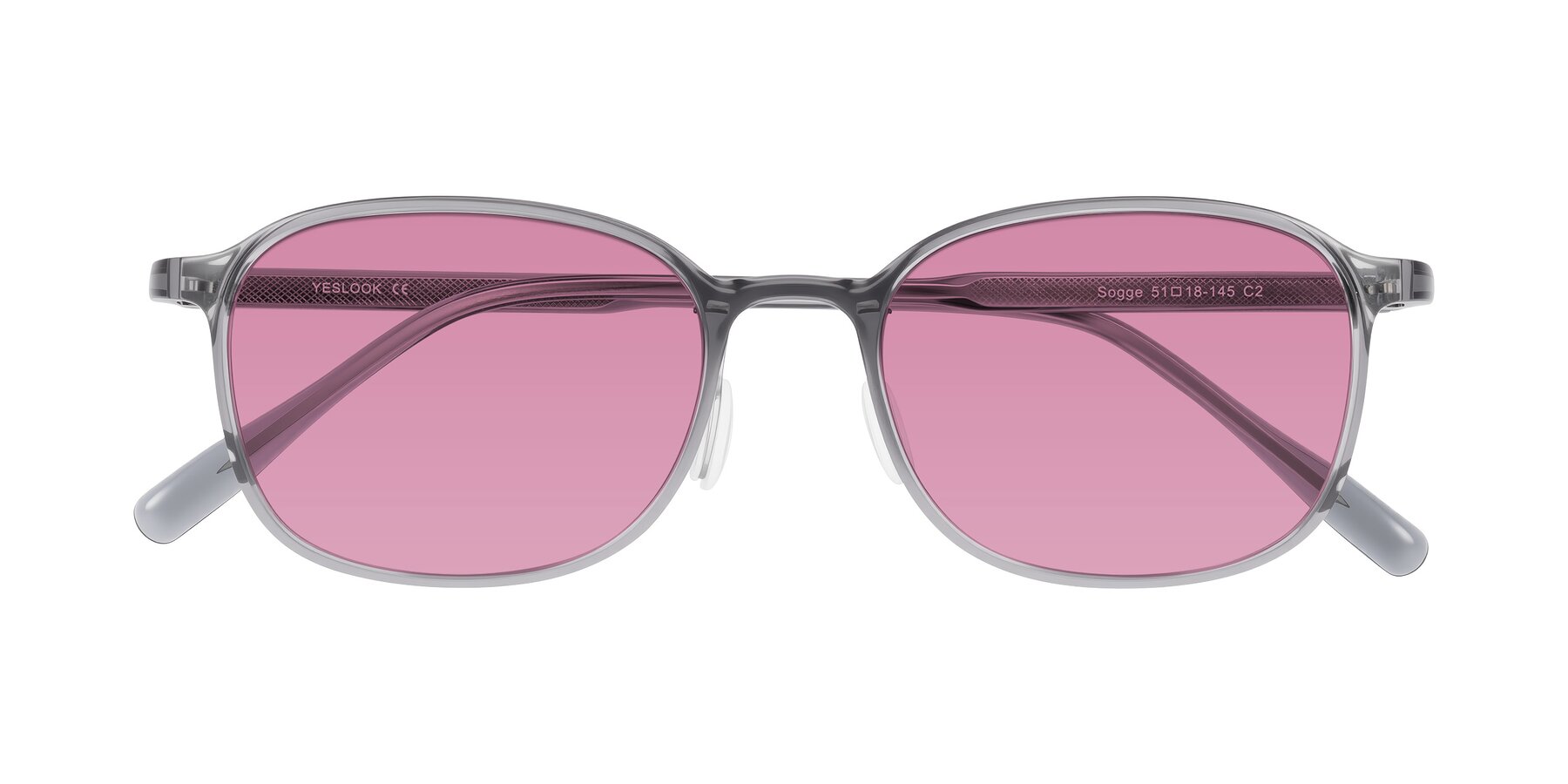 Folded Front of Sogge in Transparent Grayish Blue with Medium Wine Tinted Lenses