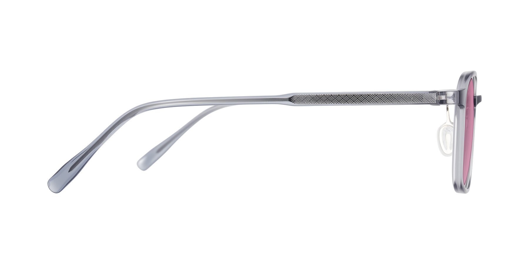 Side of Sogge in Transparent Grayish Blue with Medium Wine Tinted Lenses
