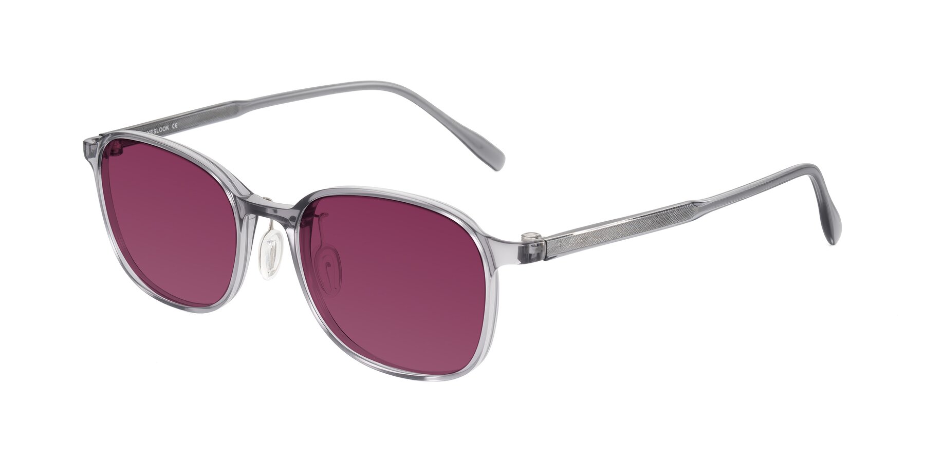 Angle of Sogge in Transparent Grayish Blue with Wine Tinted Lenses