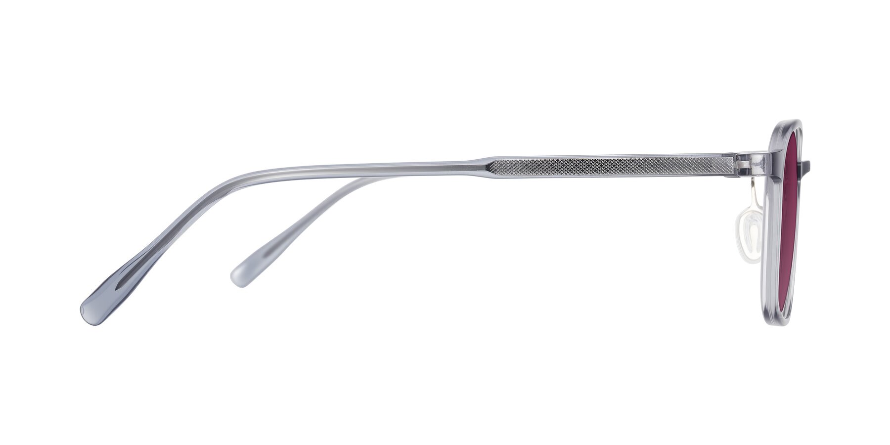 Side of Sogge in Transparent Grayish Blue with Wine Tinted Lenses