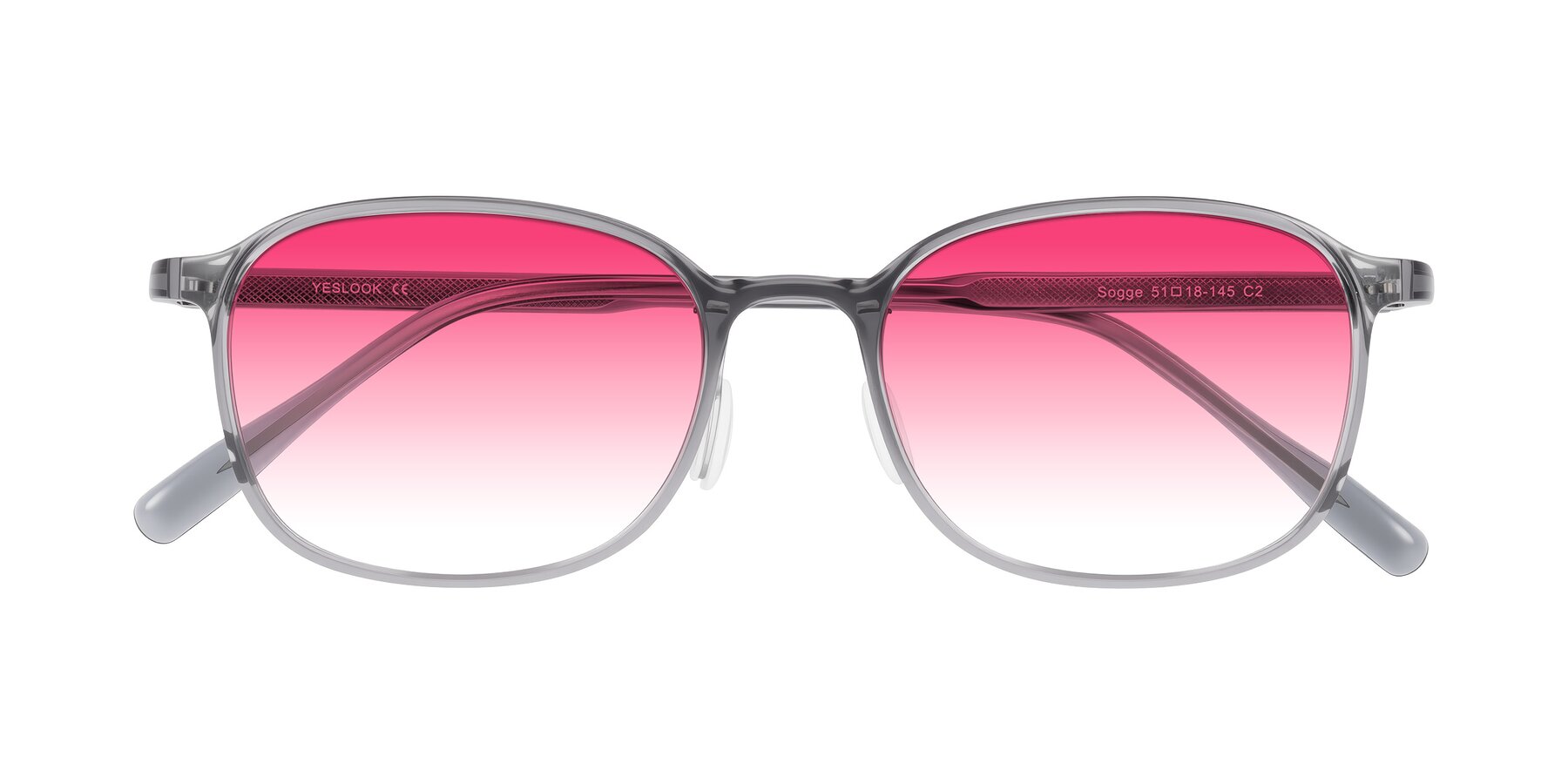 Folded Front of Sogge in Transparent Grayish Blue with Pink Gradient Lenses