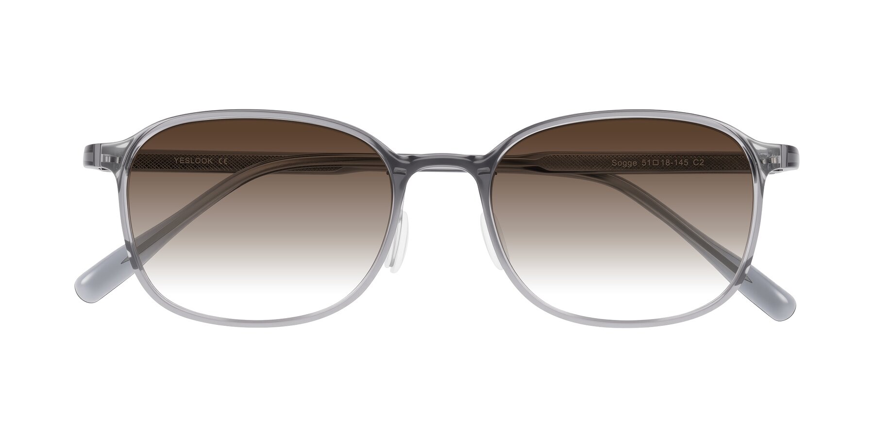 Folded Front of Sogge in Transparent Grayish Blue with Brown Gradient Lenses
