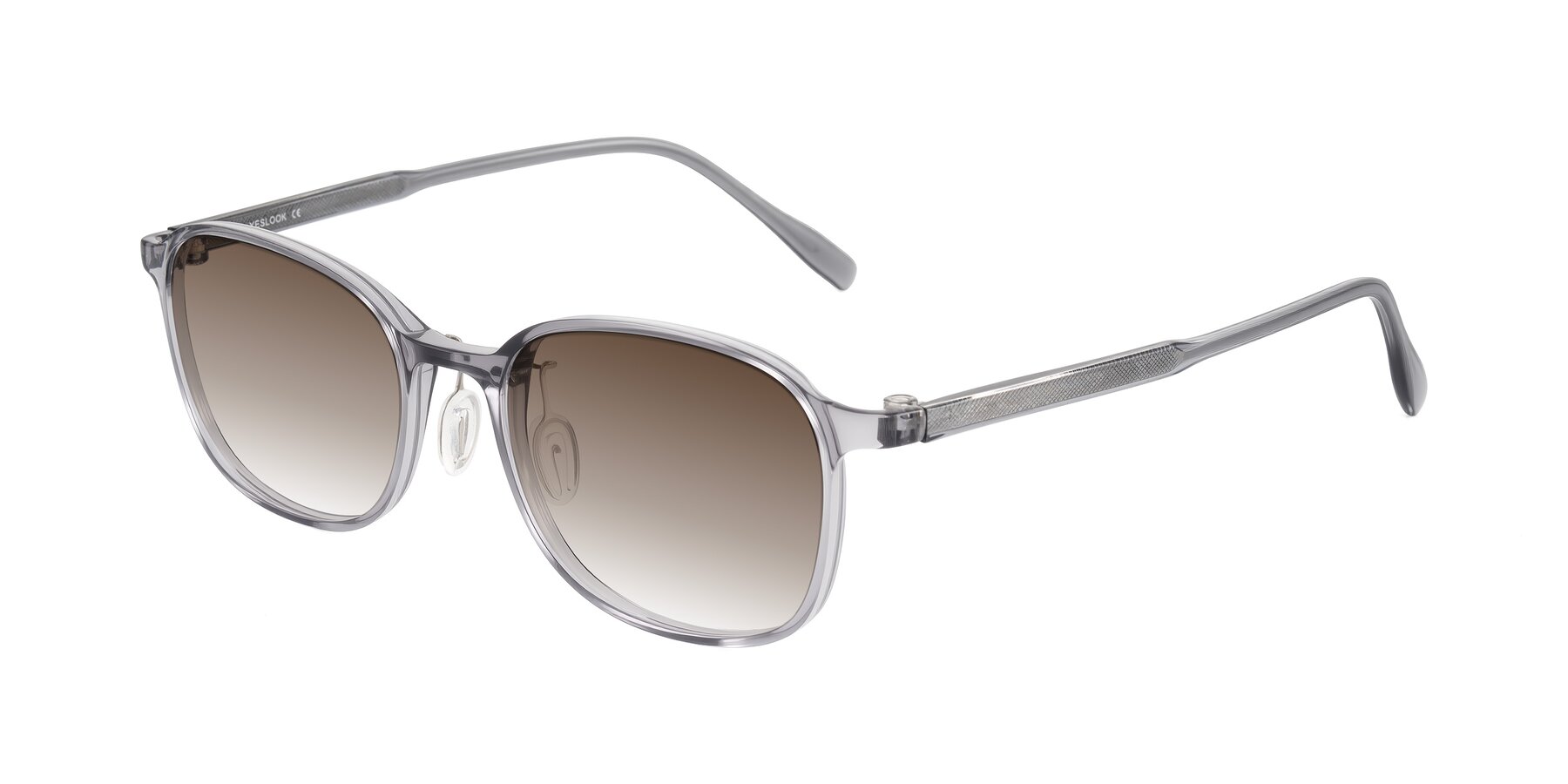 Angle of Sogge in Transparent Grayish Blue with Brown Gradient Lenses