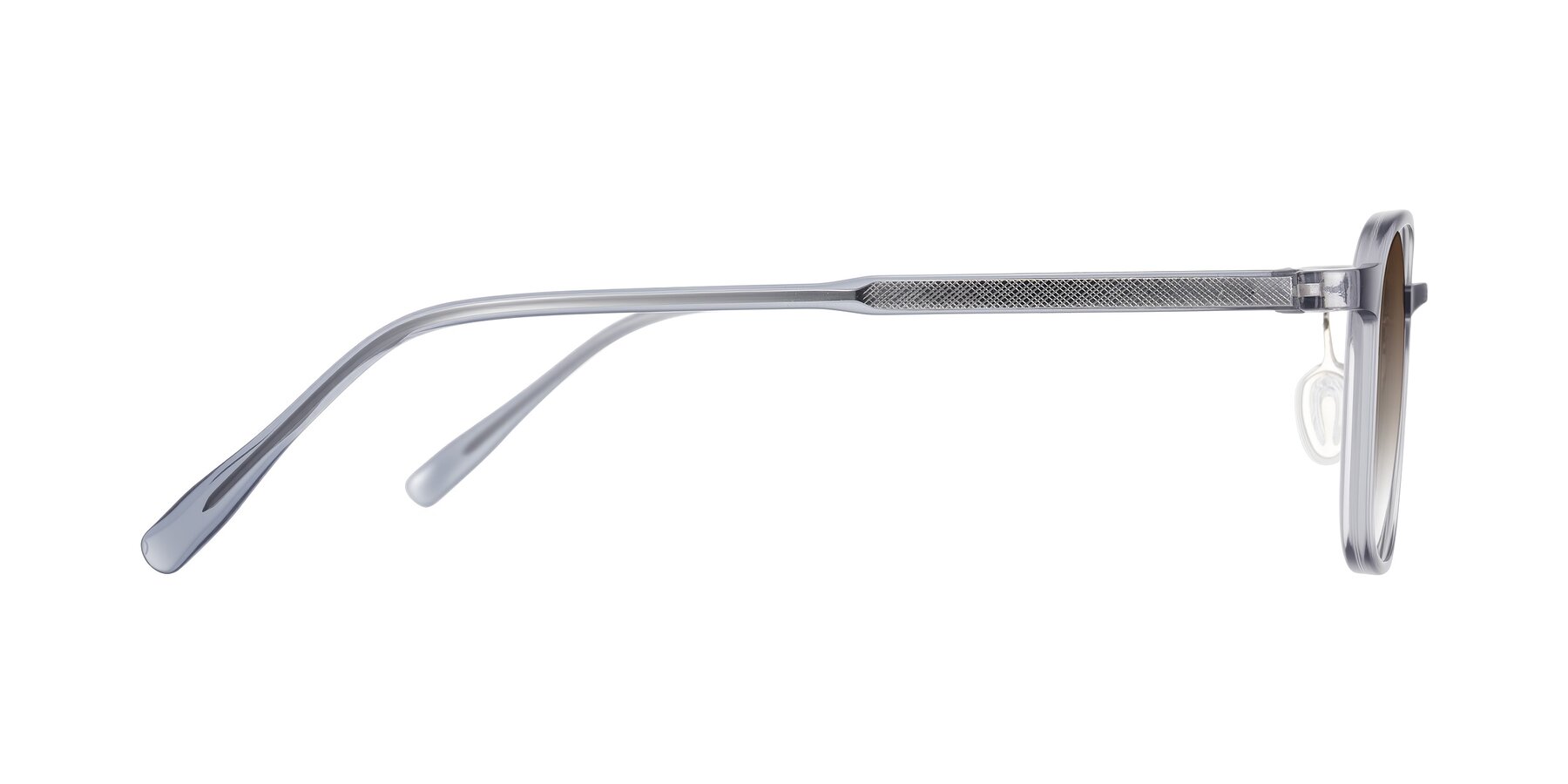 Side of Sogge in Transparent Grayish Blue with Brown Gradient Lenses