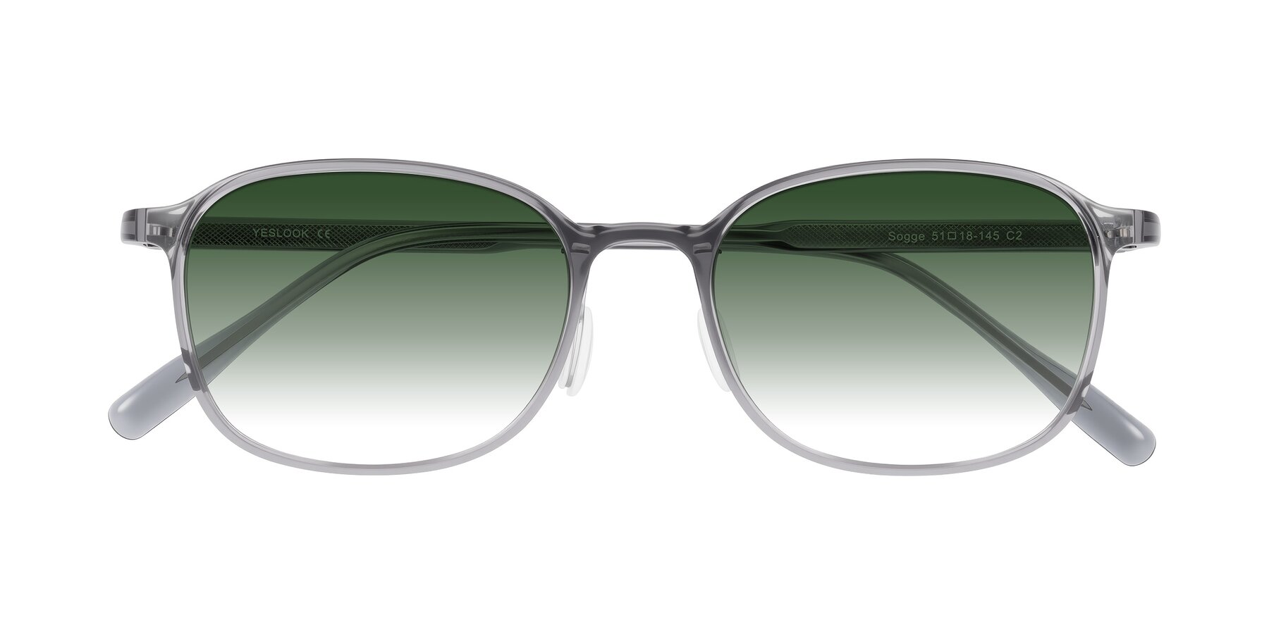Folded Front of Sogge in Transparent Grayish Blue with Green Gradient Lenses