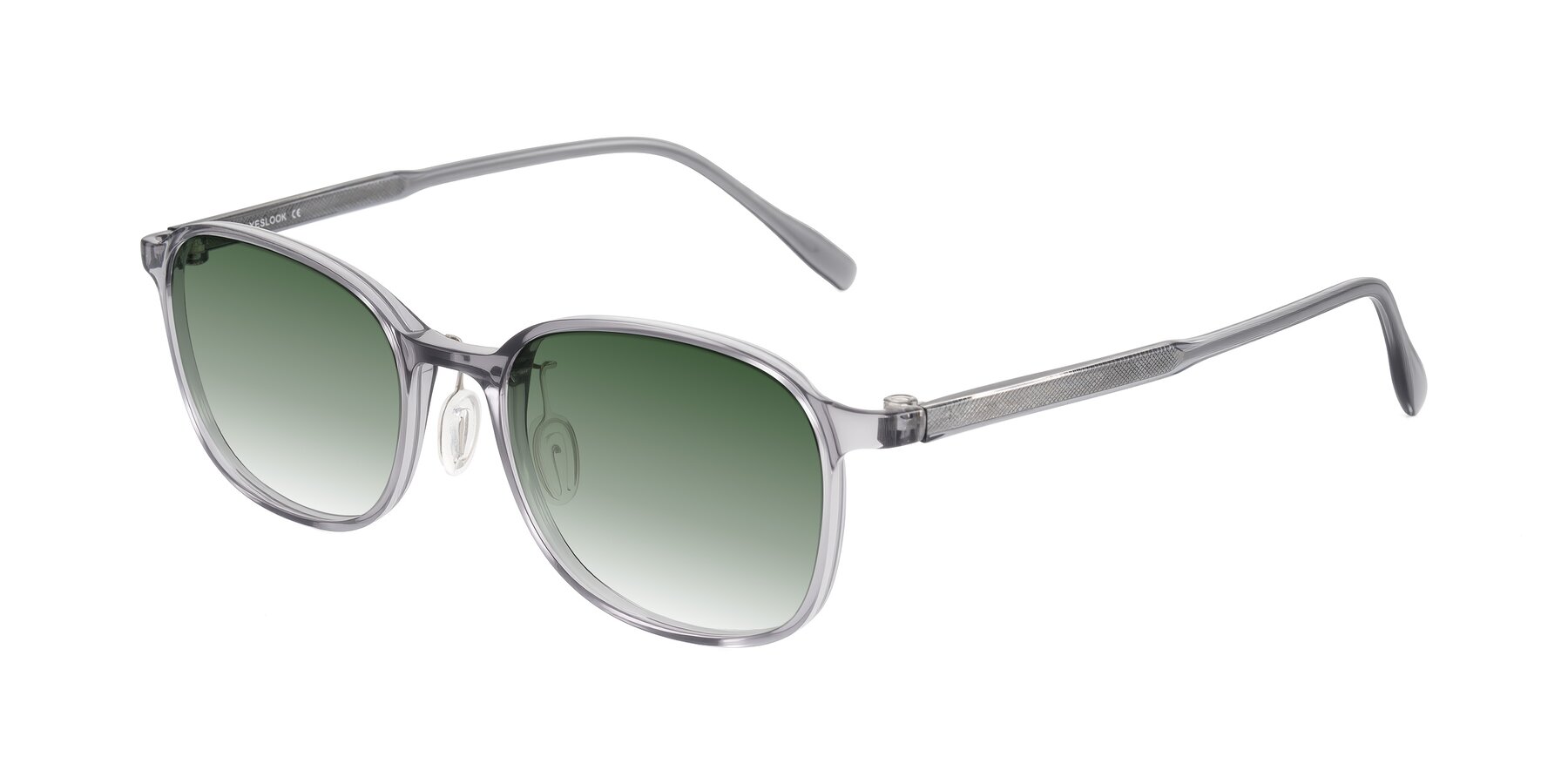 Angle of Sogge in Transparent Grayish Blue with Green Gradient Lenses
