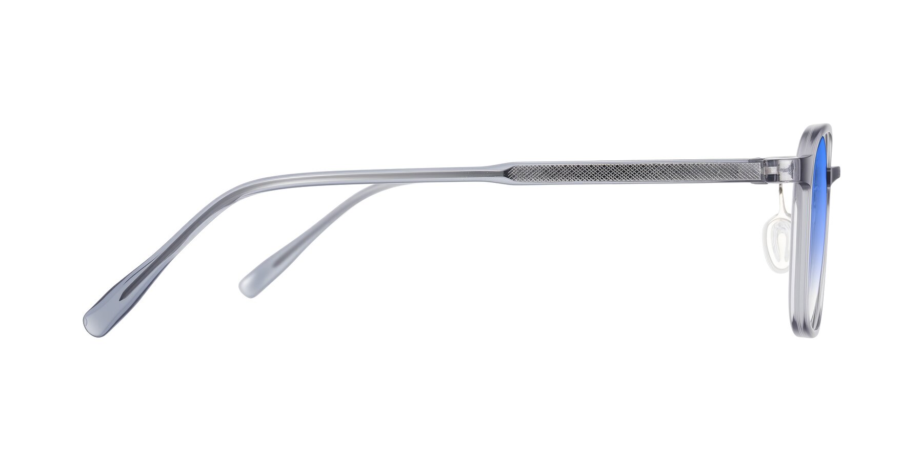 Side of Sogge in Transparent Grayish Blue with Blue Gradient Lenses