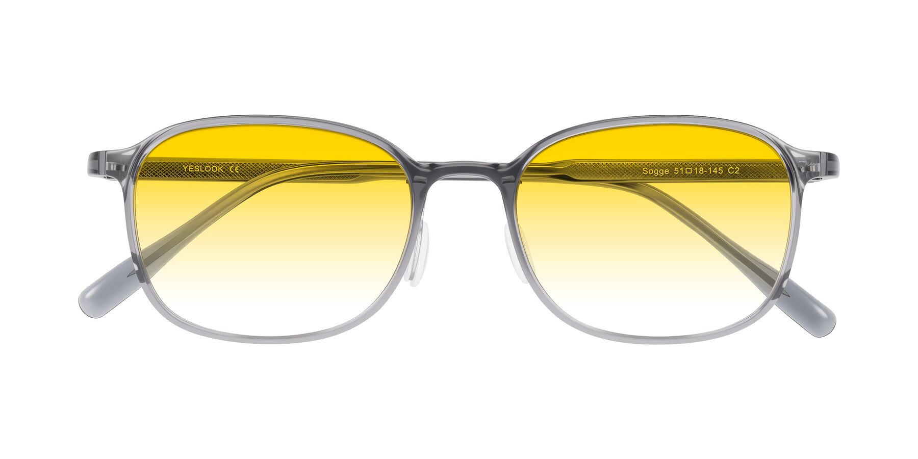 Folded Front of Sogge in Transparent Grayish Blue with Yellow Gradient Lenses