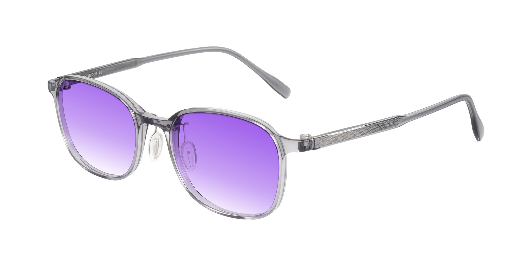 Angle of Sogge in Transparent Grayish Blue with Purple Gradient Lenses